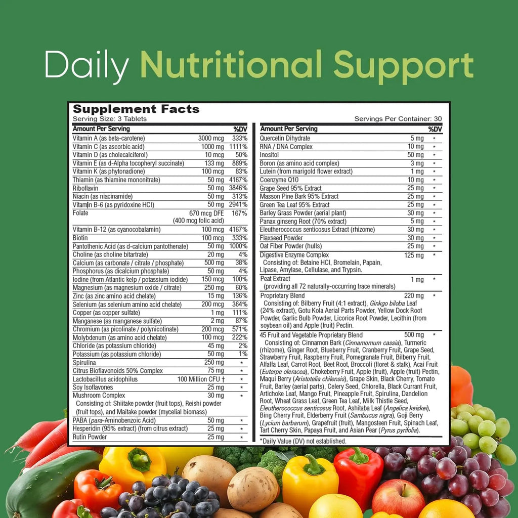 BioSource Labs Vibrant Life Multivitamin with Probiotics, Digestive Enzymes & B-Complex – Over 45 Fruits and Veggies BioSource LabsBuy Supplements Australia