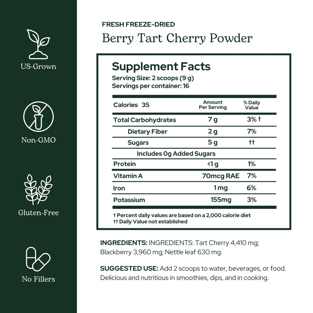 Eclectic Herb - Berry Tart Cherry Powder | Joint Support Supplement | Superfood Vitamin & Mineral Supplement | Freeze Dried, Vegan, Non-GMO, Gluten-Free (5.1 oz | 144 g) ECLECTIC INSTITUTEBuy Supplements Australia