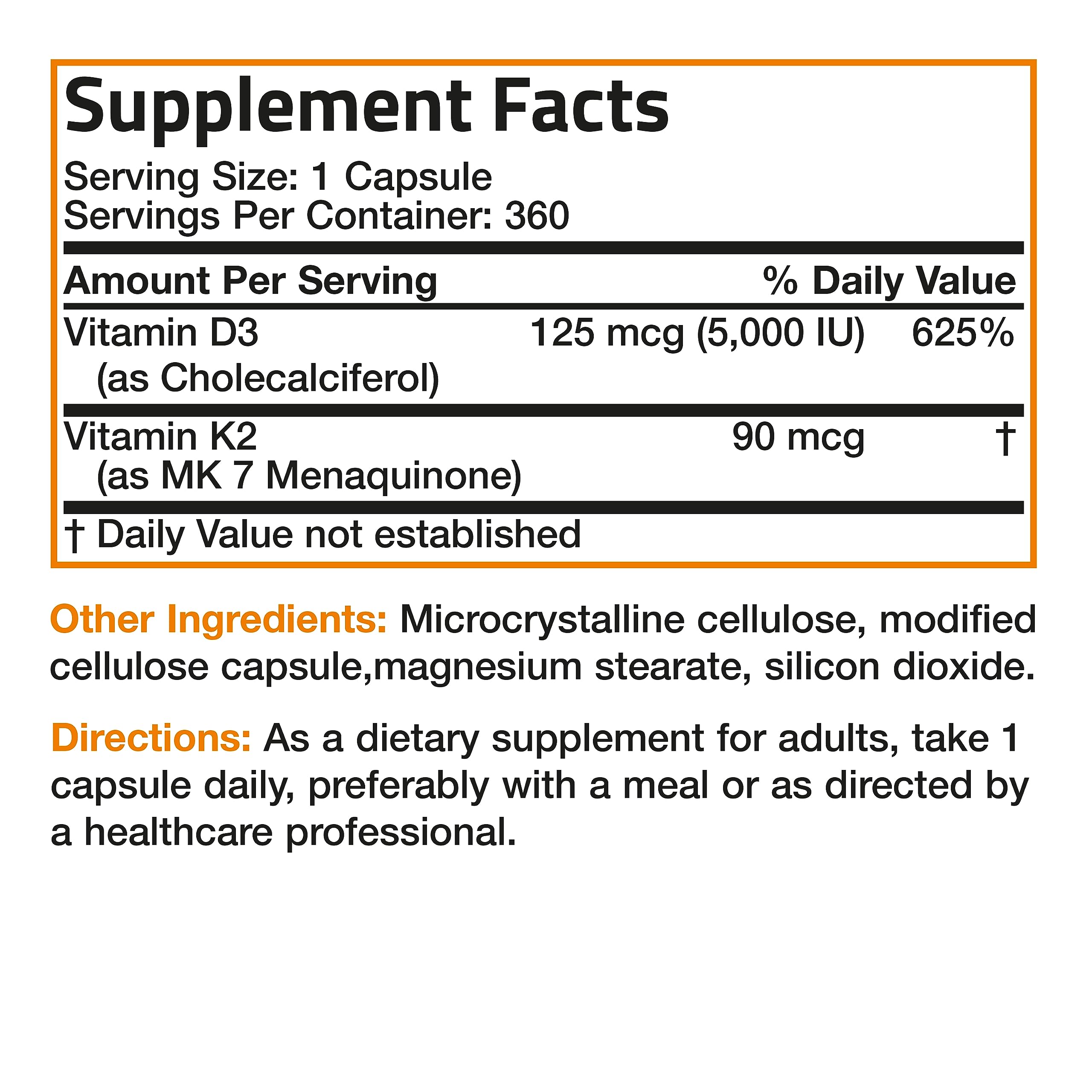 Bronson Vitamin K2 (MK7) with D3 Supplement Non-GMO Formula 5000 IU Vitamin D3 BronsonBuy Supplements Australia