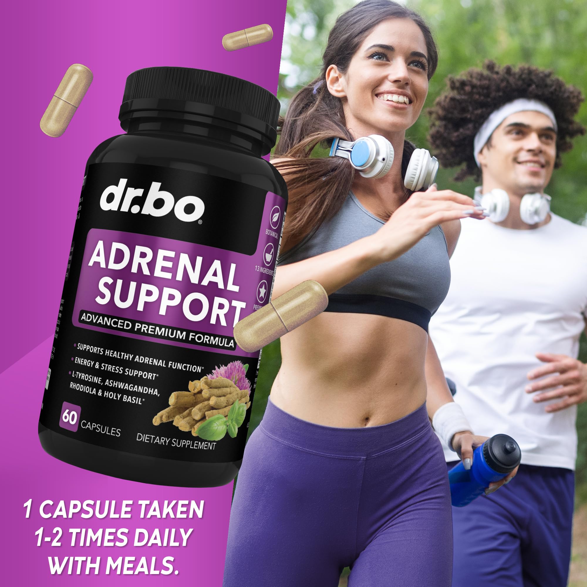 Adrenal Support Cortisol Manager Supplement - Adrenal Fatigue Supplements for Women & Men with Natural Adaptogen Ashwagandha Holy Basil Rhodiola L Tyrosine Complex Fatigue Cortisol Health - 60 Pills DR. BOBuy Supplements Australia
