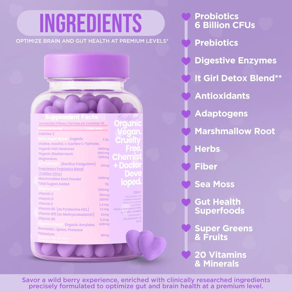 Gut Health Cleanse Detox Gummies for Women & Teens – Probiotics, Prebiotics, Digestive Enzymes & Superfoods Greens Blend – Vegan Daily Digestive Supplement for Bloating Relief, Debloat & Gut Wellness It Girl VitaminsBuy Supplements Australia