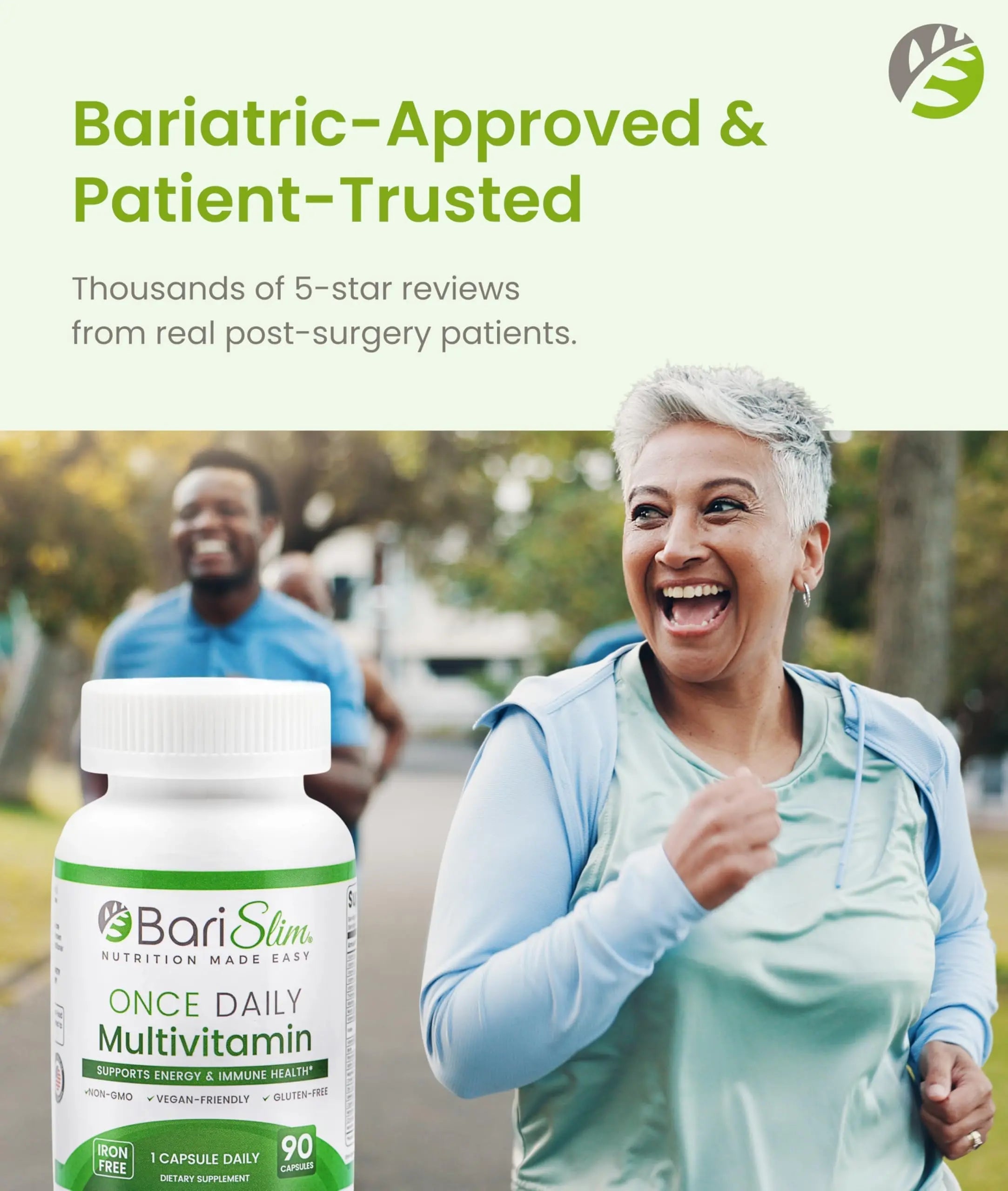 BariSlim Once Daily Bariatric Multivitamin Capsule - Iron-Free Formula - Bariatric Vitamin and Supplement for Post Surgery BariSlim