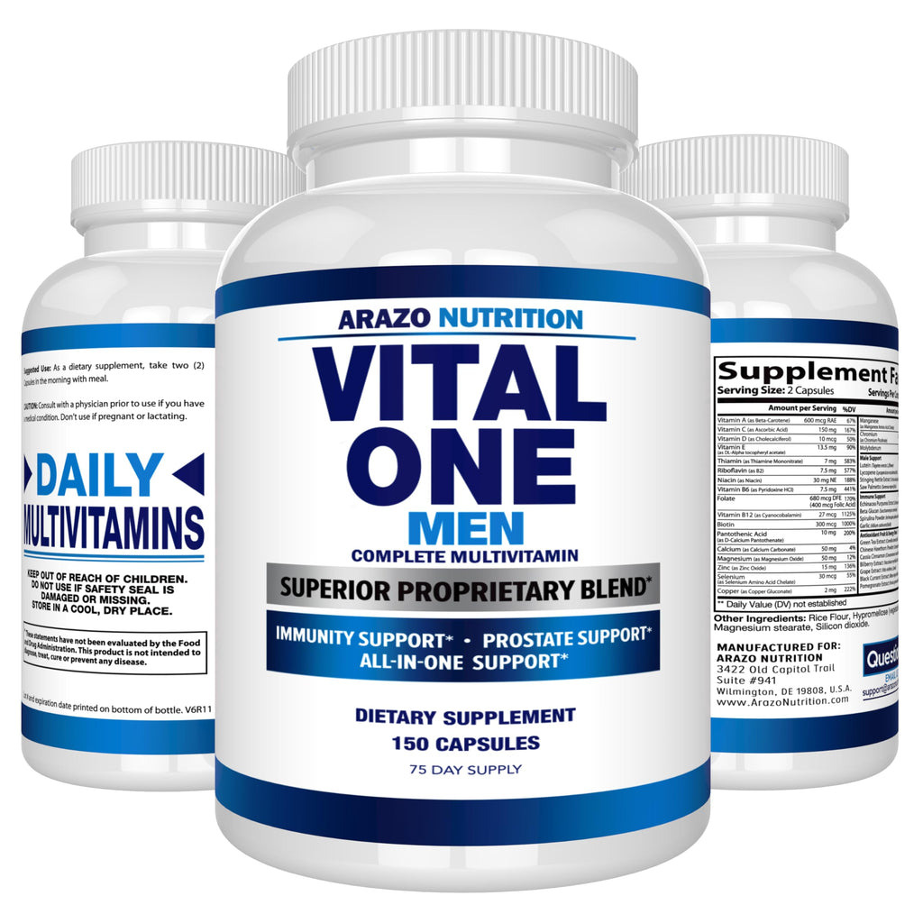 Arazo Nutrition Vital One Multivitamin for Men – Daily Wholefood Supplement - 150 Vegan Arazo NutritionBuy Supplements Australia