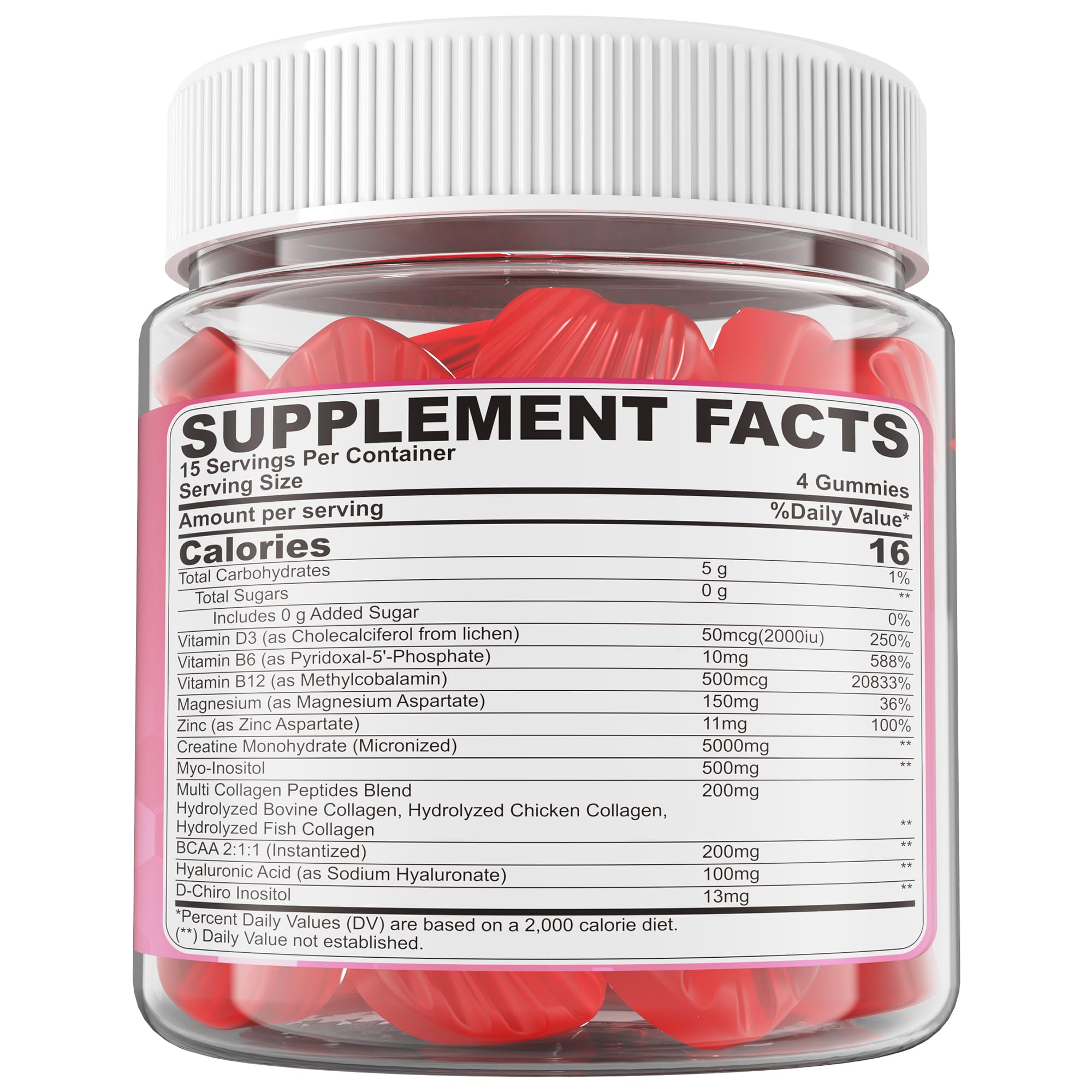 Creatine for Women Gummies, Micronized Creatine Monohydrate + Myo-Inositol, Collagen Peptides, BCAAs, Hyaluronic Acid, Vitamin B6 B12, Zinc for Enërgy, Föcus, Hörmonal Balance, Sugar Free, 120 Counts LILICAREBuy Supplements Australia