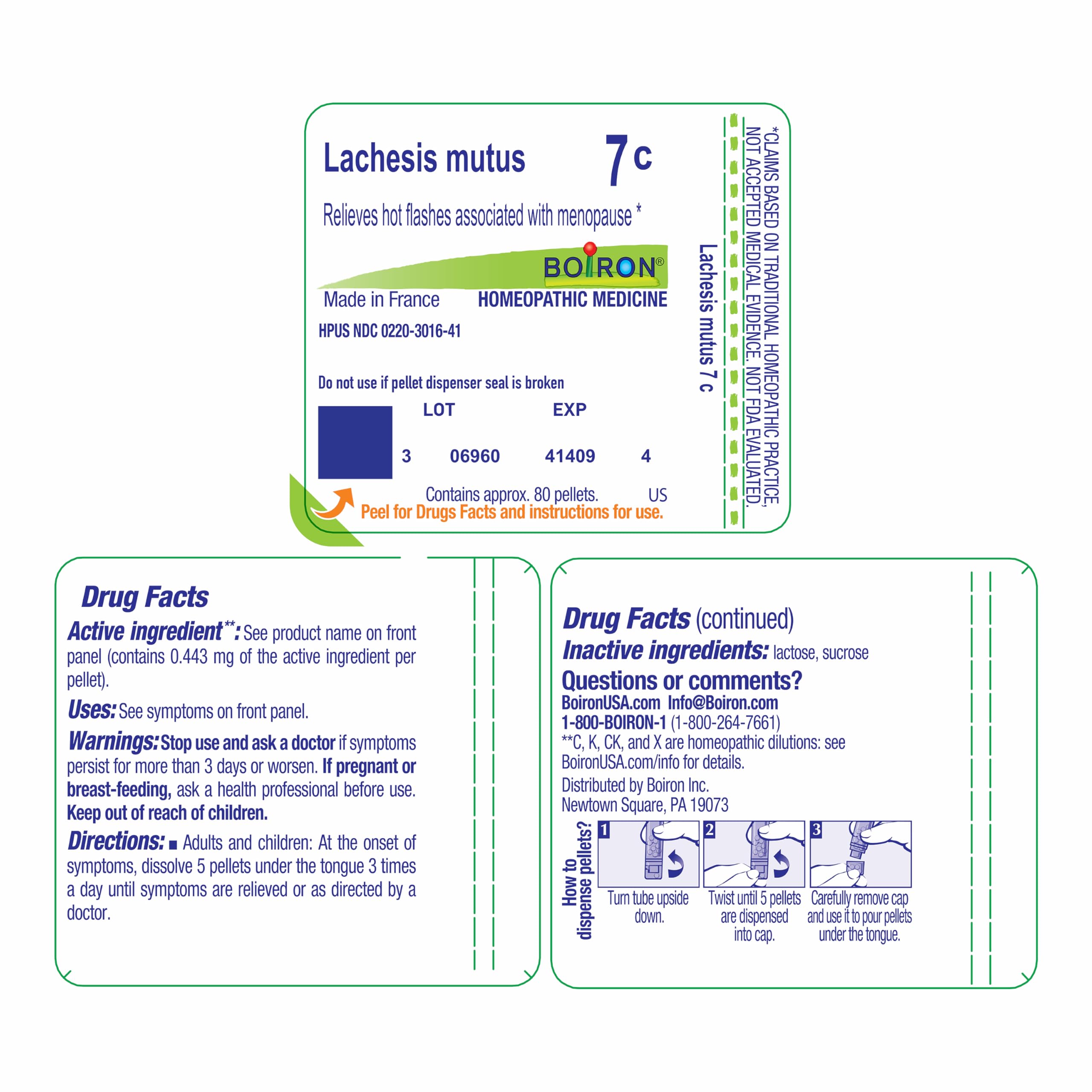 Boiron Lachesis Mutus 7C for Hot Flashes from Menopause - 80 Pellets BoironBuy Supplements Australia