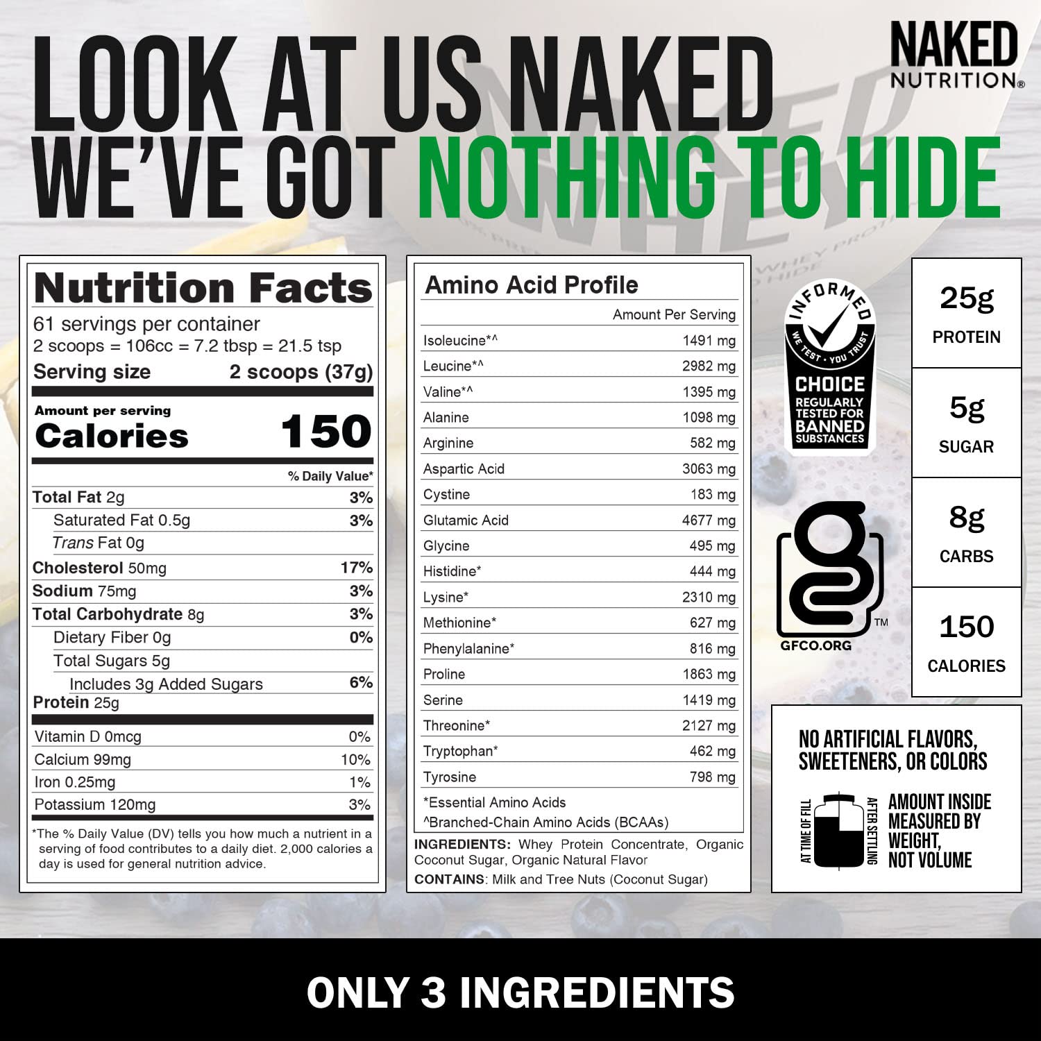 NAKED Nutrition Whey Vanilla Protein - All Natural Grass Fed Whey Protein Powder NAKEDBuy Supplements Australia