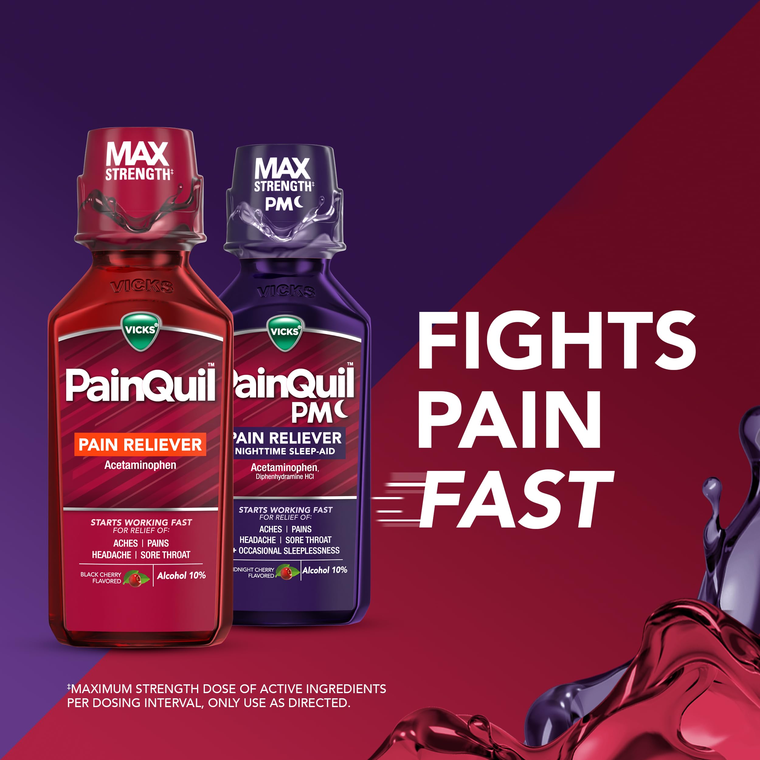Vicks PainQuil & PainQuil PM Pain Relief Liquid, 1000mg Acetaminophen, 2x12 oz Vicks buy supplements Au