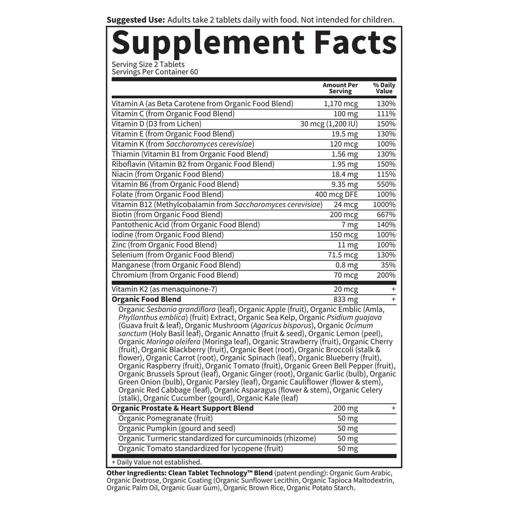Garden of Life Organics Whole Food Multivitamin for Men 40+ 120 Tablets, Vegan Mens Multi for Health Garden of LifeBuy Supplements Australia