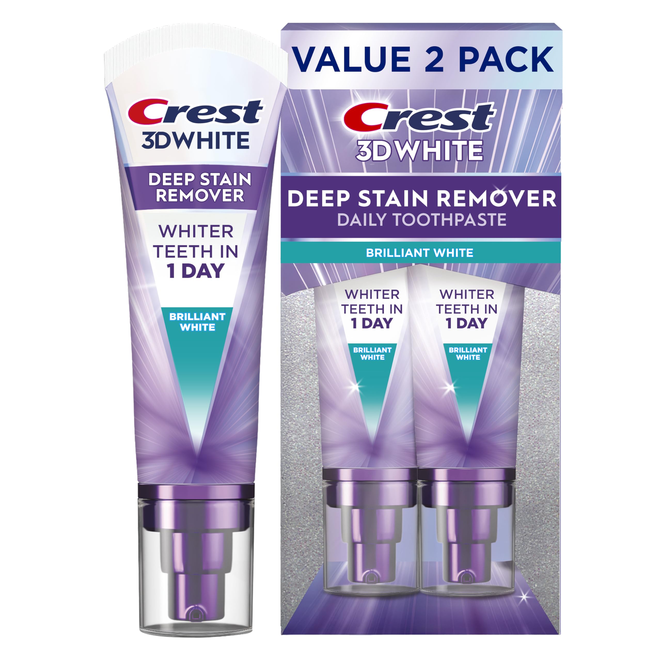 Crest 3DWhite Brilliance Deep Stain Remover Brilliant White Toothpaste - 3.1oz/2pk CrestBuy Supplements Australia