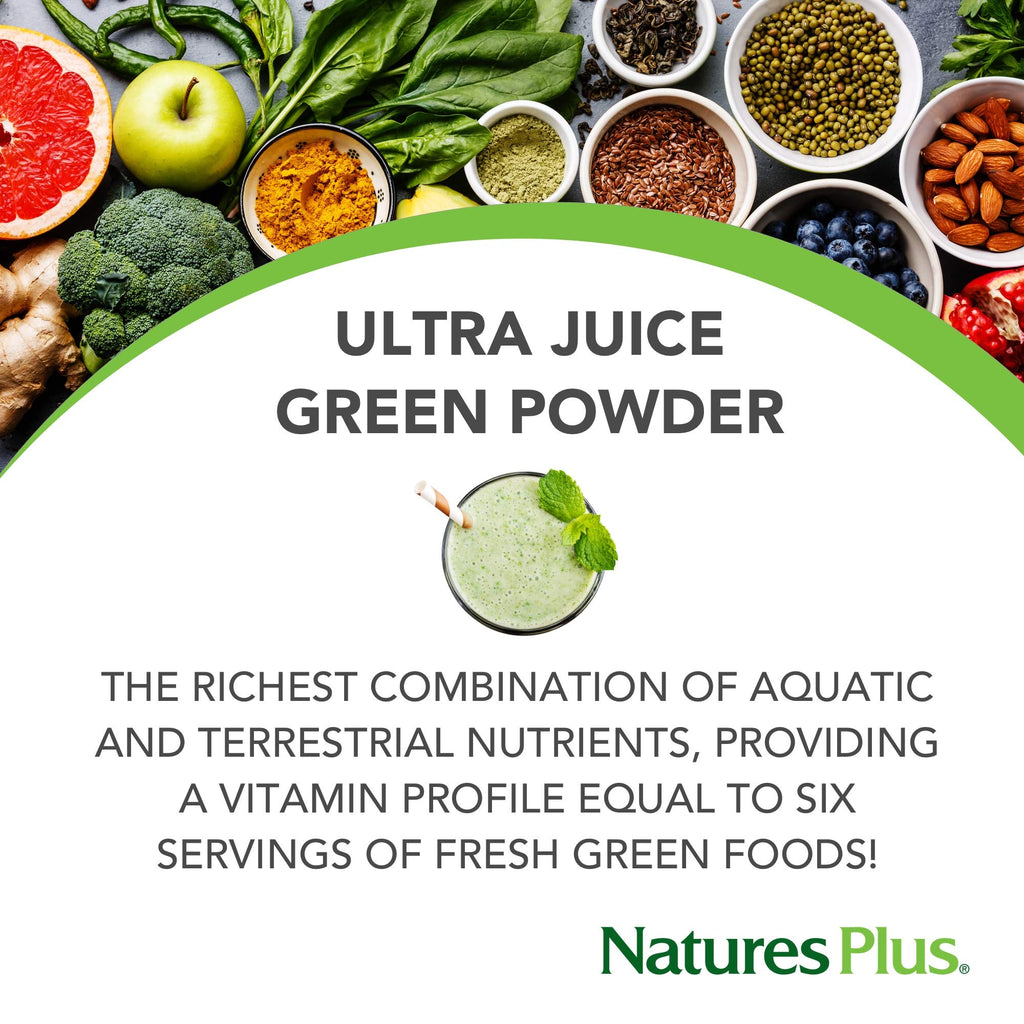 NaturesPlus Ultra Juice Green Drink - 1.32 lb - Supports Immune Health, Digestion & Energy Production - Organic, Non-GMO, Vegan, Gluten Free - 60 Servings NaturesPlus buy supplements Au
