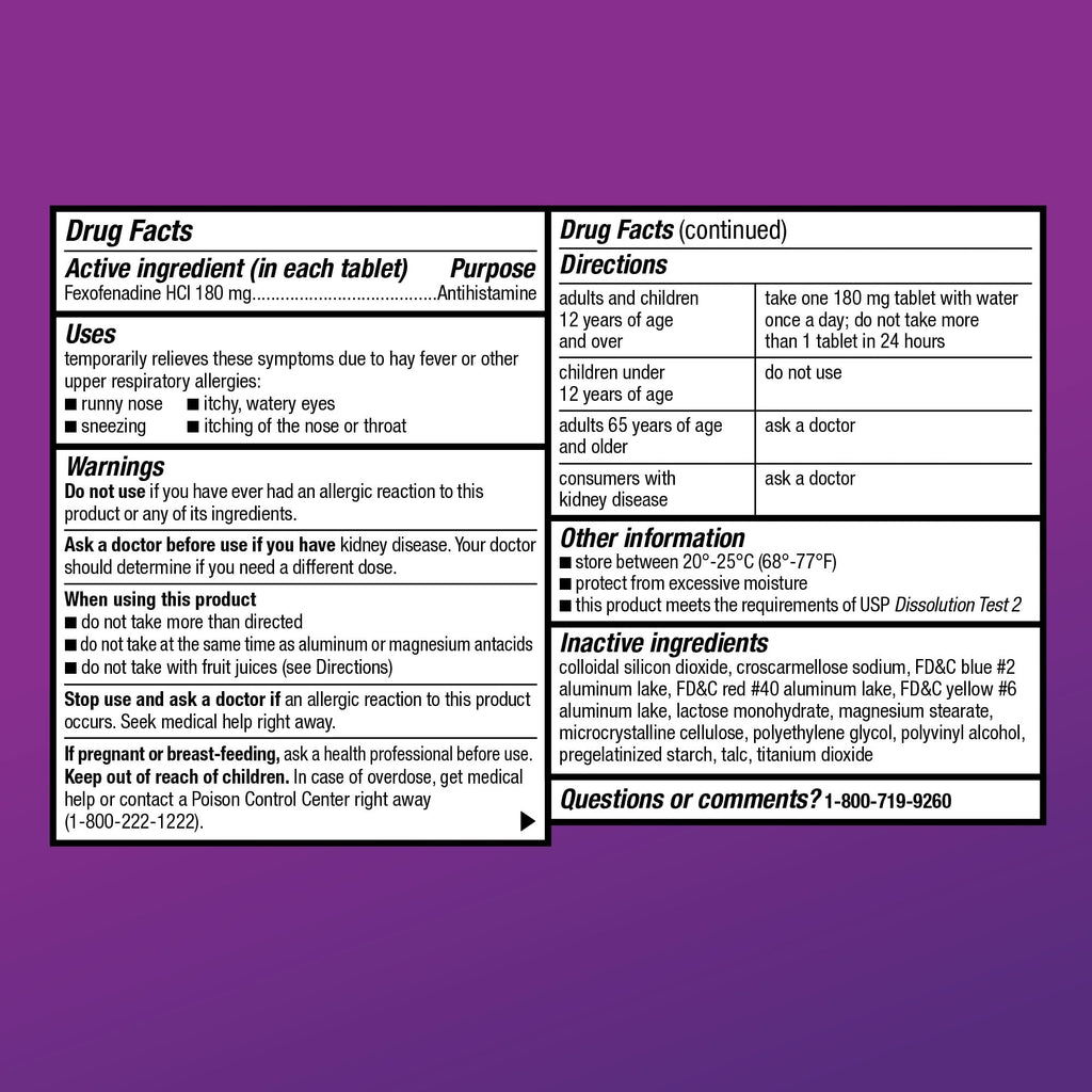 Amazon Basic Care All Day Allergy Relief, Fexofenadine Hydrochloride Tablets, 180 mg, Antihistamine, Non-Drowsy, 24-Hour Relief, Indoor & Outdoor Allergy, 30 Count Amazon Basic Care buy supplements Au