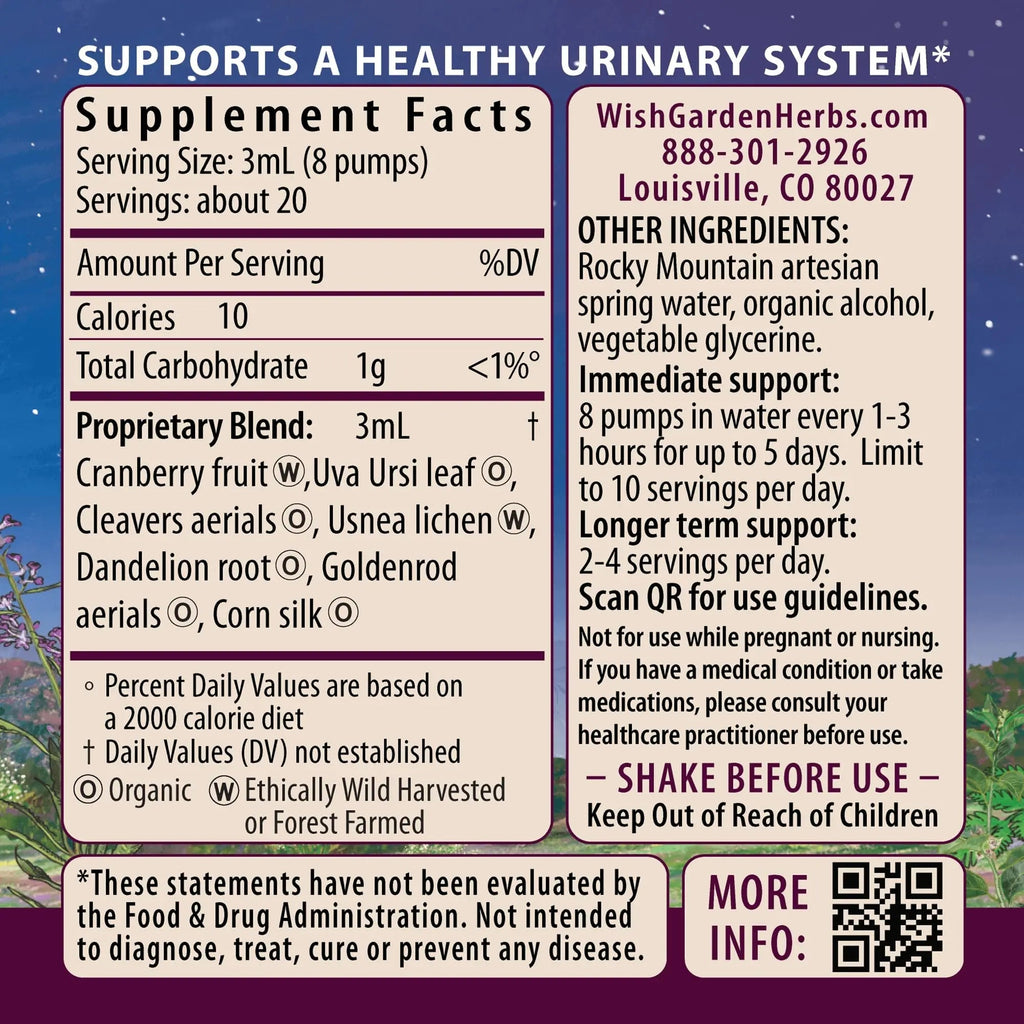 WishGarden Herbs Urinary Strength, Liquid Herbal Tincture, Cranberry, Uva Ursi & Usnea, Supports Urinary Tract Health, Eases Discomfort, Promotes Microbial Balance, 2oz WishGardenBuy Supplements Australia