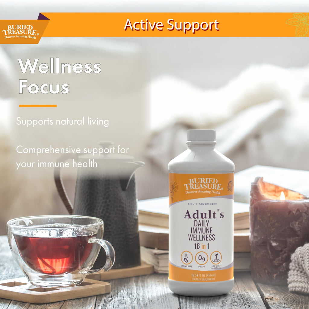 Buried Treasure Adult Daily Immune Wellness - 16 Fl oz, 16 serv, Liquid Nutrient Blend for Immune Support with Elderberry, Echinacea, Vitamins & more Buried TreasureBuy Supplements Australia