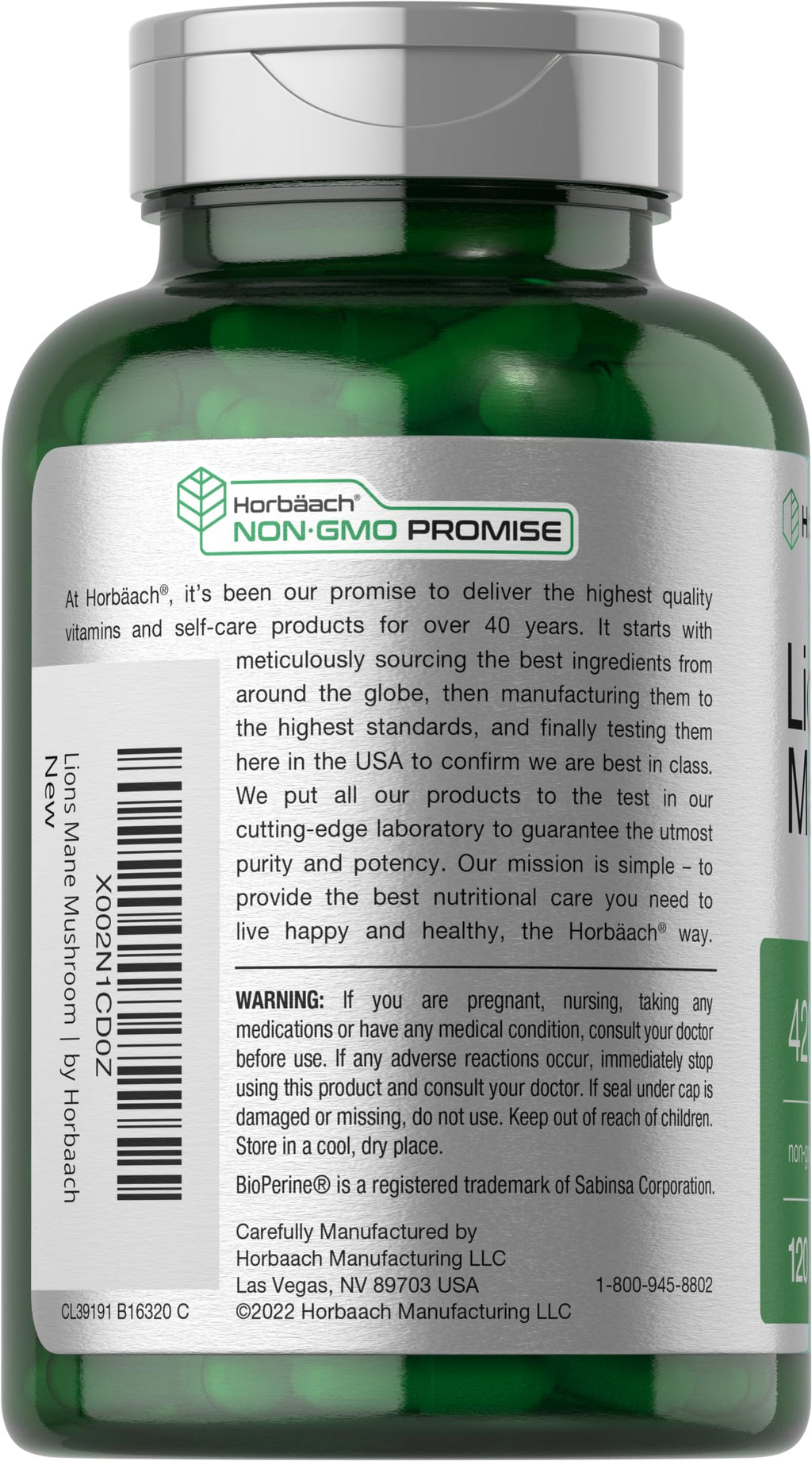 Horbäach Lions Mane Mushroom Extract | 4200mg | 120 Capsules | Vegetarian HorbäachBuy Supplements Australia