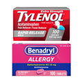 Benadryl Ultratabs Antihistamine Allergy Relief Tablets with 25 mg Diphenhydramine HCl, 100 ct and Tylenol Extra Strength Pain Reliever Rapid Release Gels with 500 mg Acetaminophen, 100 ct TylenolBuy Supplements Australia