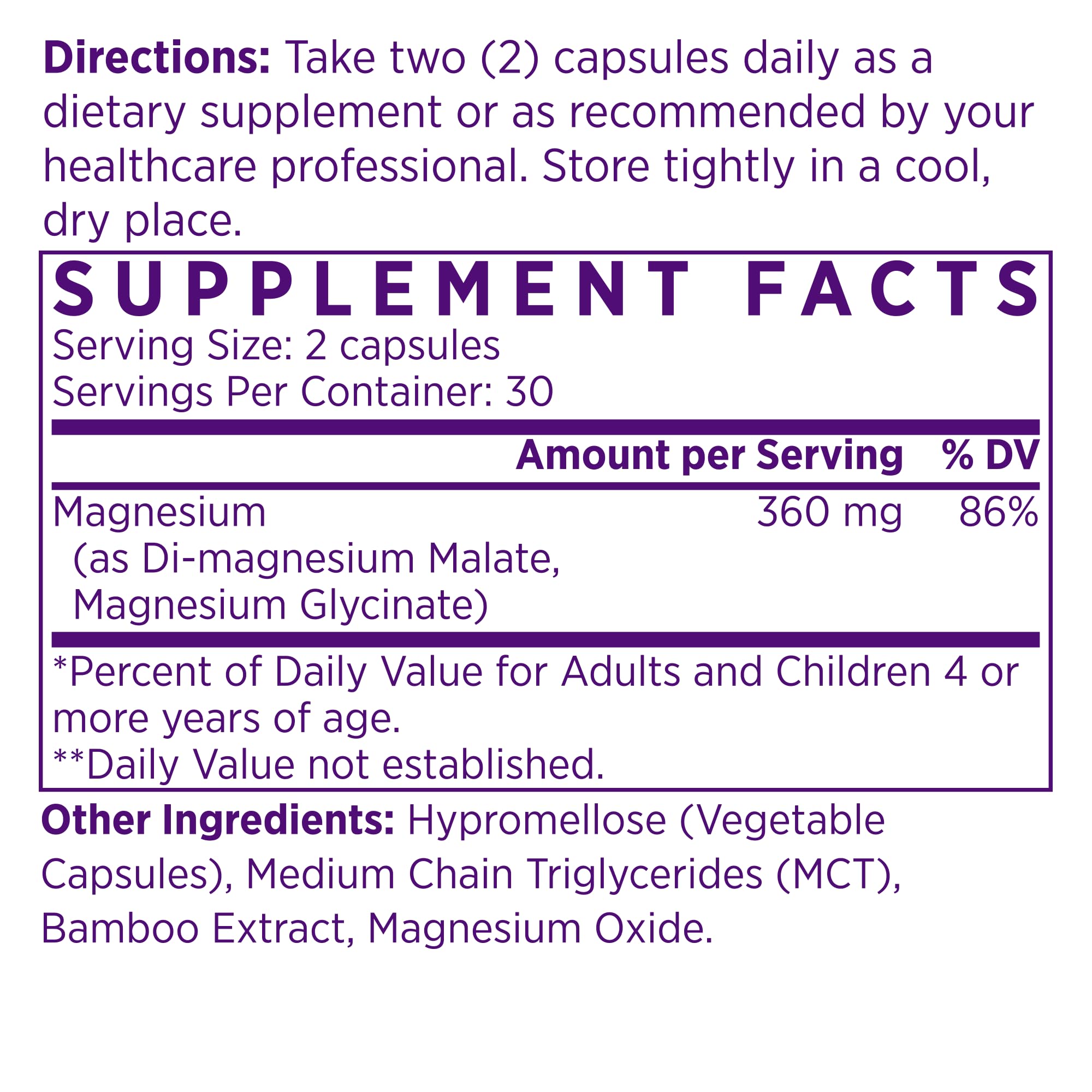 NAOMI Mighty Mg Magnesium Glycinate & Malate Complex 360mg, High Absorption Formula, Elemental Magnesium Supports Heart Health, Strong Bones, Better Sleep, Gluten-Free, Non-GMO, Vegan, 60 Veggie Caps NAOMIBuy Supplements Australia