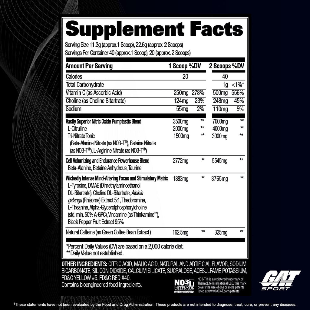 GAT SPORT Nitraflex Black Pre-Workout Powder, Extreme Pre-Training Formula for Men GAT SPORTBuy Supplements Australia