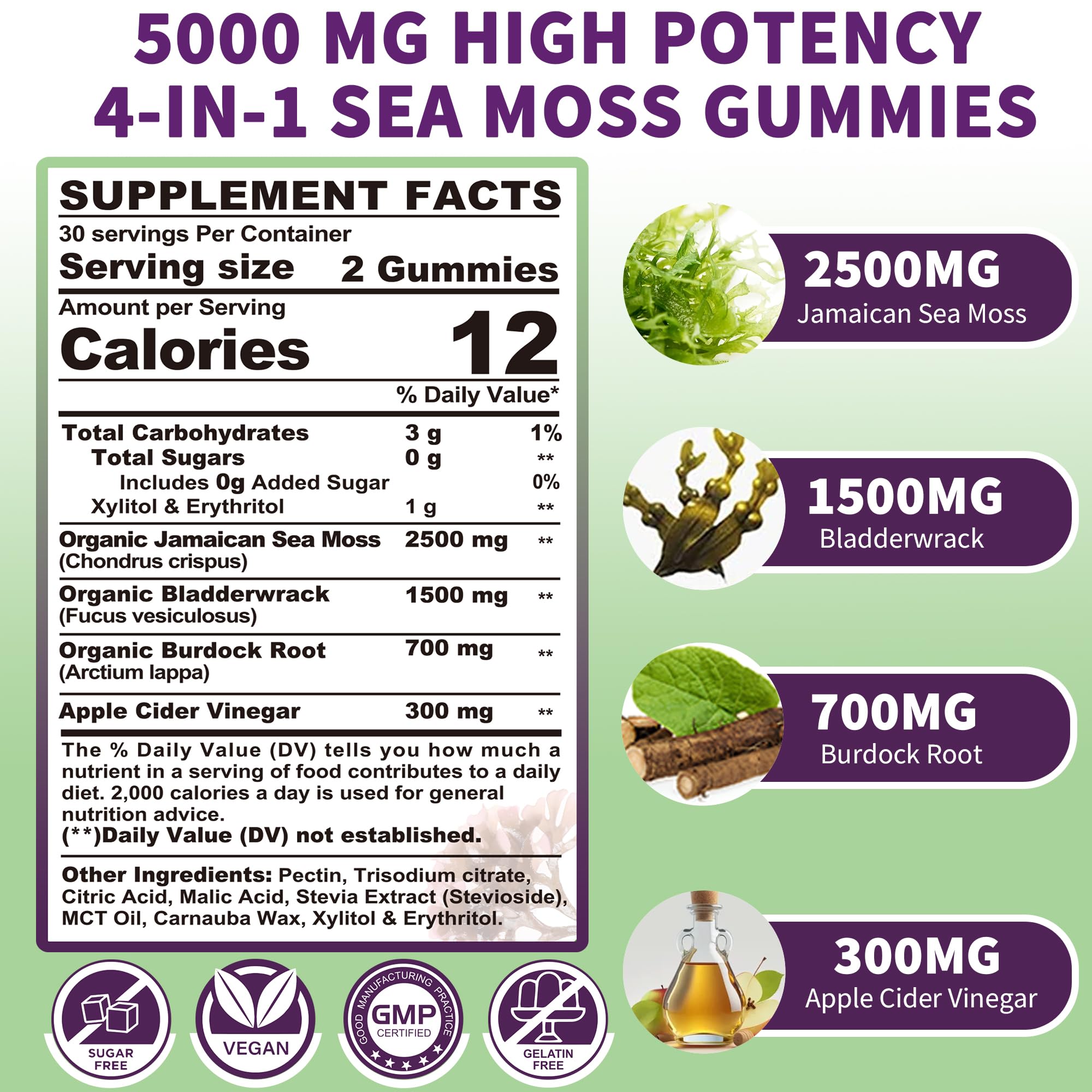 Sea Moss Supplement 5000mg, Sugar Free Sea Moss Gummies, Irish Sea Moss EnvyDealBuy Supplements Australia