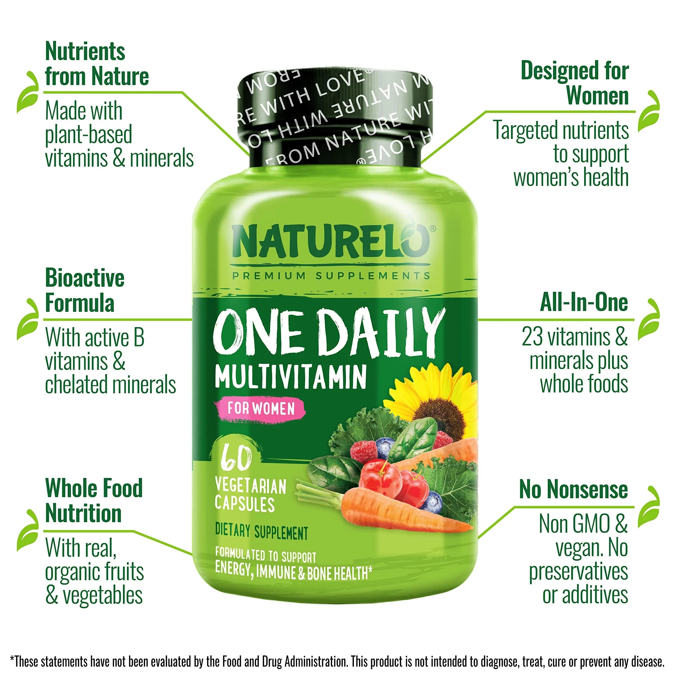 NATURELO Teen Multivitamin - Whole Food, 60 Capsules and One Daily Multivitamin for Women, 60 Capsules - 2 Month Supply Bundle NATURELOBuy Supplements Australia
