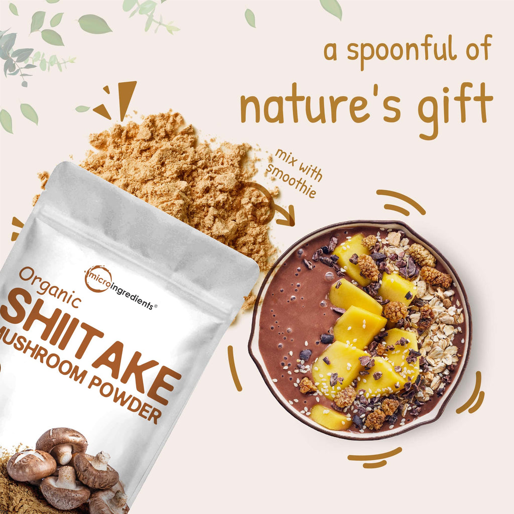 Sustainably US Grown, Organic Shiitake Mushrooms Powder, 8 Ounce Micro IngredientsBuy Supplements Australia