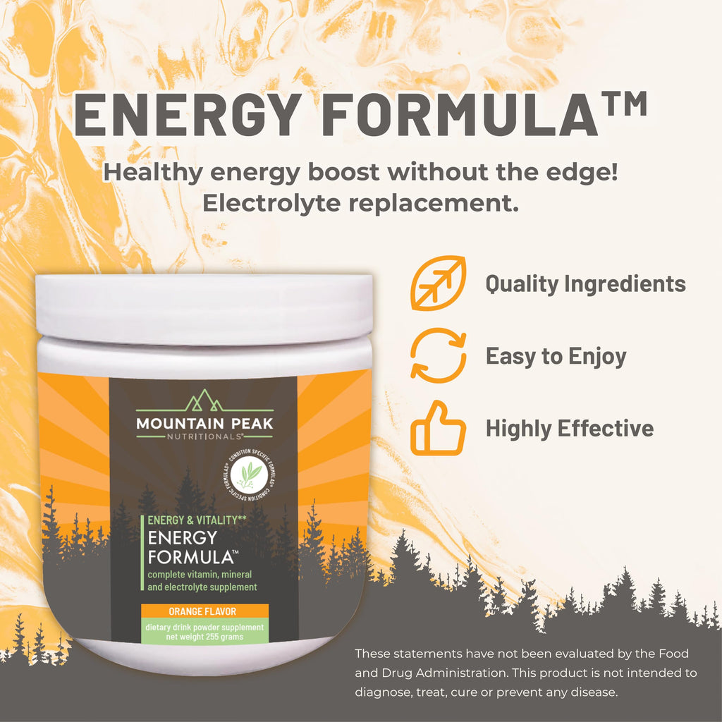 Mountain Peak Nutritionals Energy Formula - All in One Multi-Mineral Powder - Complete Nutrition, Vitamin, Mineral, and Electrolyte Supplement for Men & Women - Orange Flavor (255g, 30 Servings) Mountain Peak NutritionalsBuy Supplements Australia