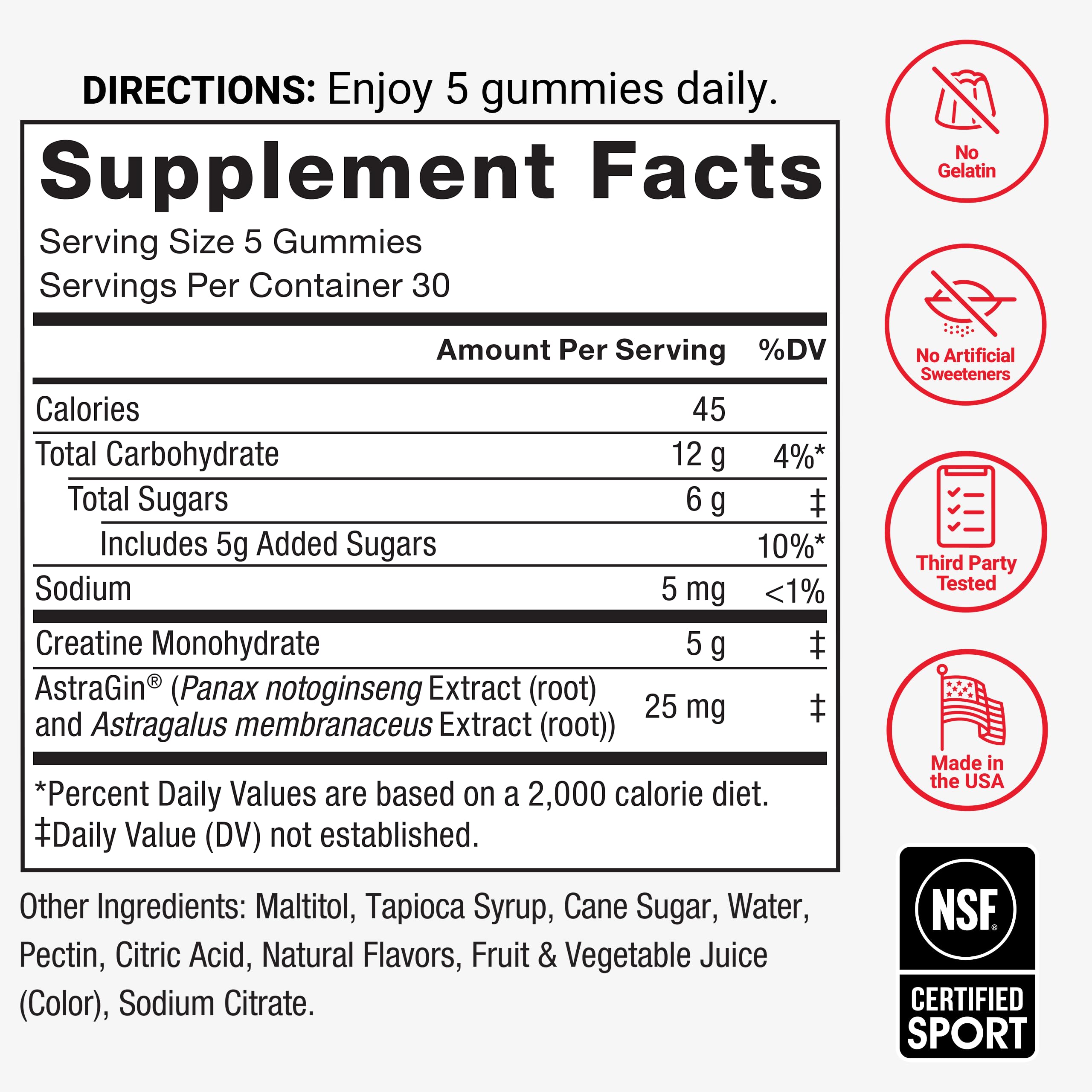 Force Factor Creatine Monohydrate Gummies, NSF Certified, 5g Dose for Men & Women to Support Muscle, Strength, Recovery, Cognitive Health & Memory, Mixed Berry, 150 Gummies Force FactorBuy Supplements Australia