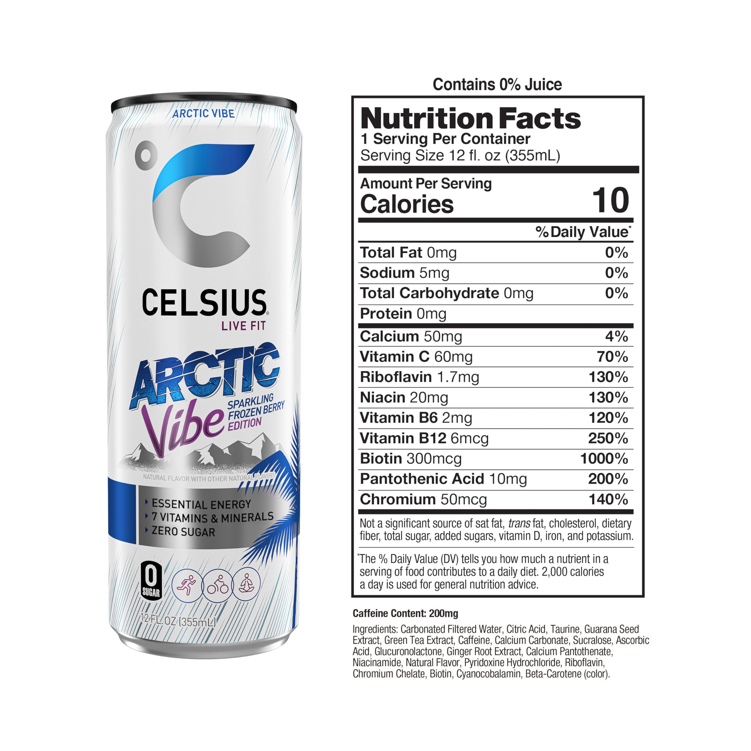 CELSIUS Arctic Vibe Sparkling Frozen Berry, Functional Essential Energy Drink, 12 Fl Oz CELSIUSBuy Supplements Australia