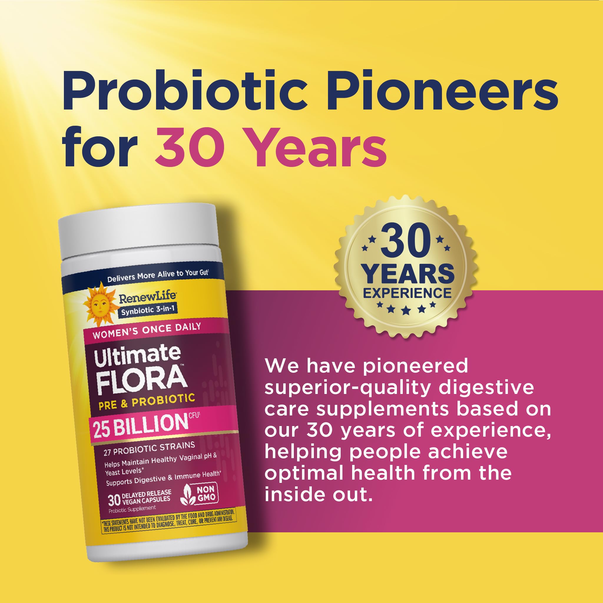 Renew Life Ultimate Flora Probiotics for Women with Prebiotics | 25 Billion CFU | 30 Delayed Release Capsules | 3 in 1 Synbiotic | Supports Digestive and Immune Health | Dairy, Soy and Gluten-Free Renew Life buy supplements Au