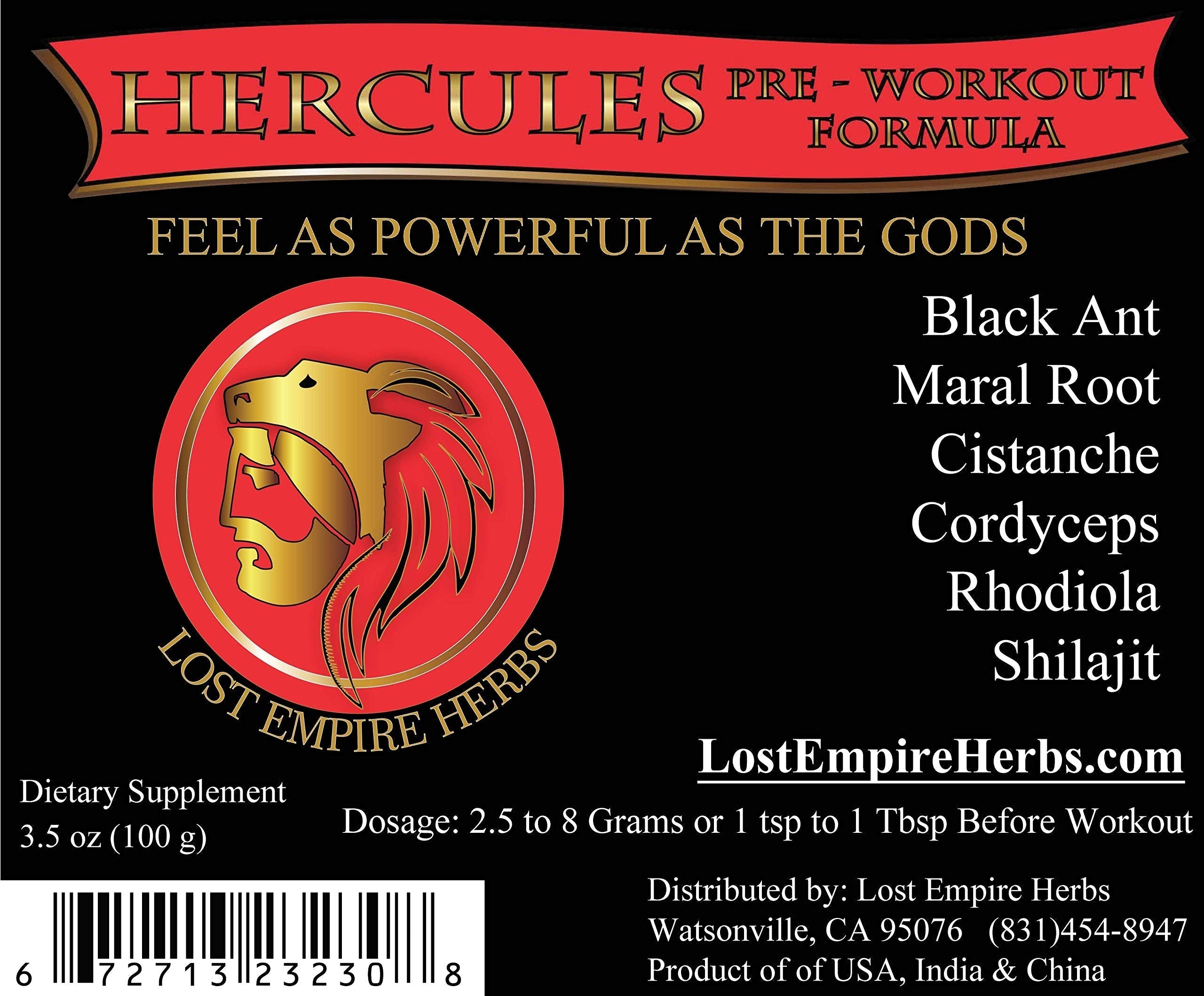 Lost Empire Herb's Pre Workout Herbal Supplement (Powder ~ 100g) || Premium Grade & 100% Pure || Proprietary Blend of Ancient Chinese Herbs Combine to Synergistically Boost Performance