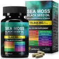Sea Moss Black Seed Oil Ashwagandha Ginger, Sea Moss Capsule Supplement with Turmeric Burdock Root Bladderwrack Vitamin C Vitamin D3 Enhanced Immunity