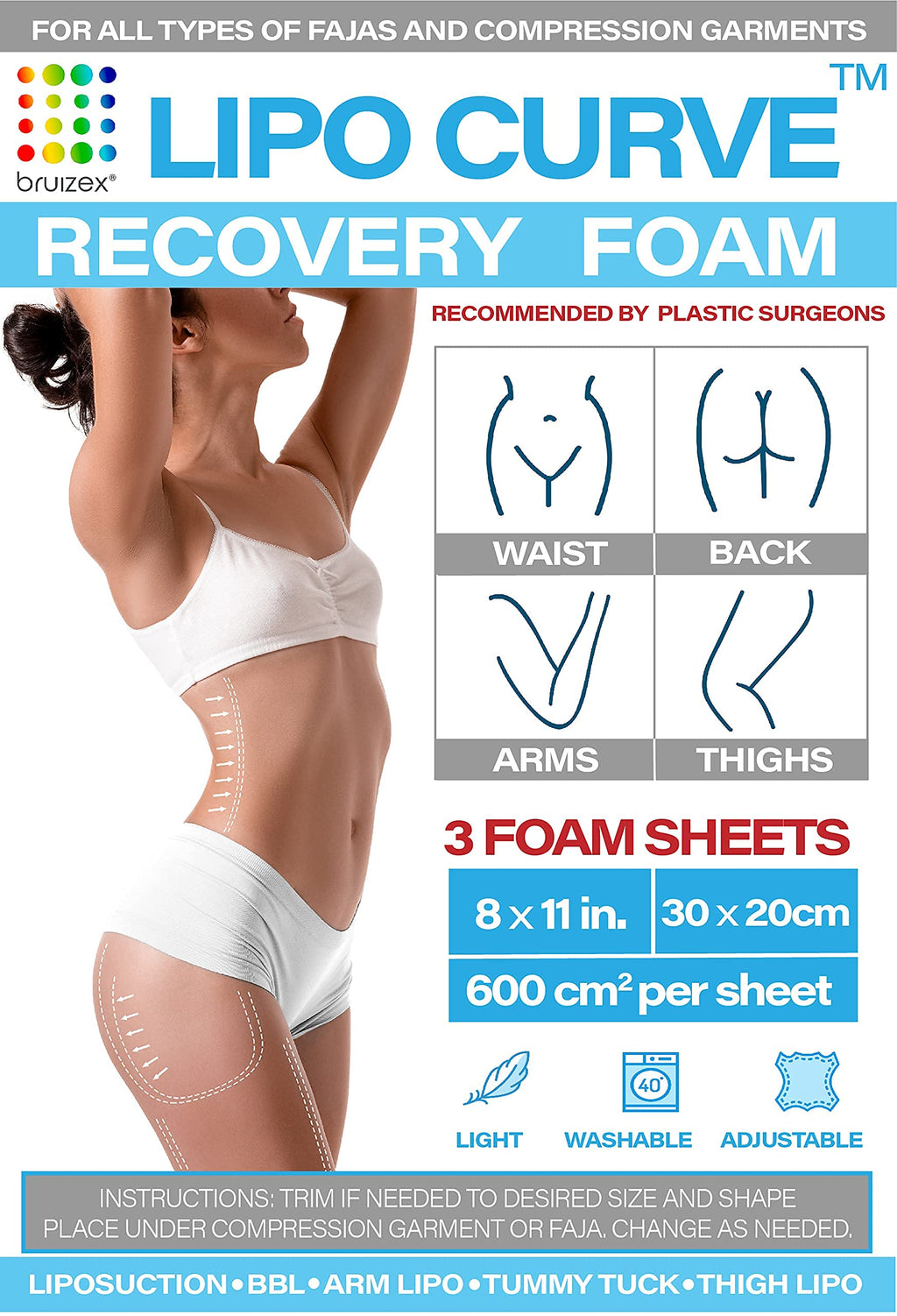 Arnica Montana Bruising & Swelling Cream & LipoCurve Foam Post Surgery Pads Bundle, for Liposuction Post Surgery Recovery & Lymphatic Drainage BruizexBuy Supplements Australia