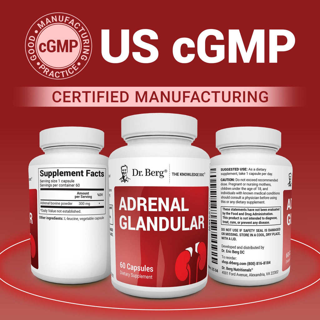 Dr. Berg Adrenal Glandular - Hormone Balance Formula That Supports Healthy Adrenal Function - Adrenal Support Supplement - 60 Capsules Dr. Berg NutritionalsBuy Supplements Australia