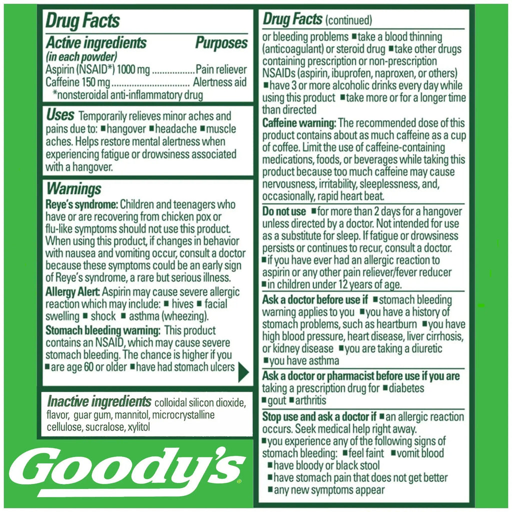 Goody's Hangover Relief Powder, Dual Action Fast Headache Pain Relief with Aspirin and Caffeine, Berry Citrus Flavor, 16 Count Goody'sBuy Supplements Australia