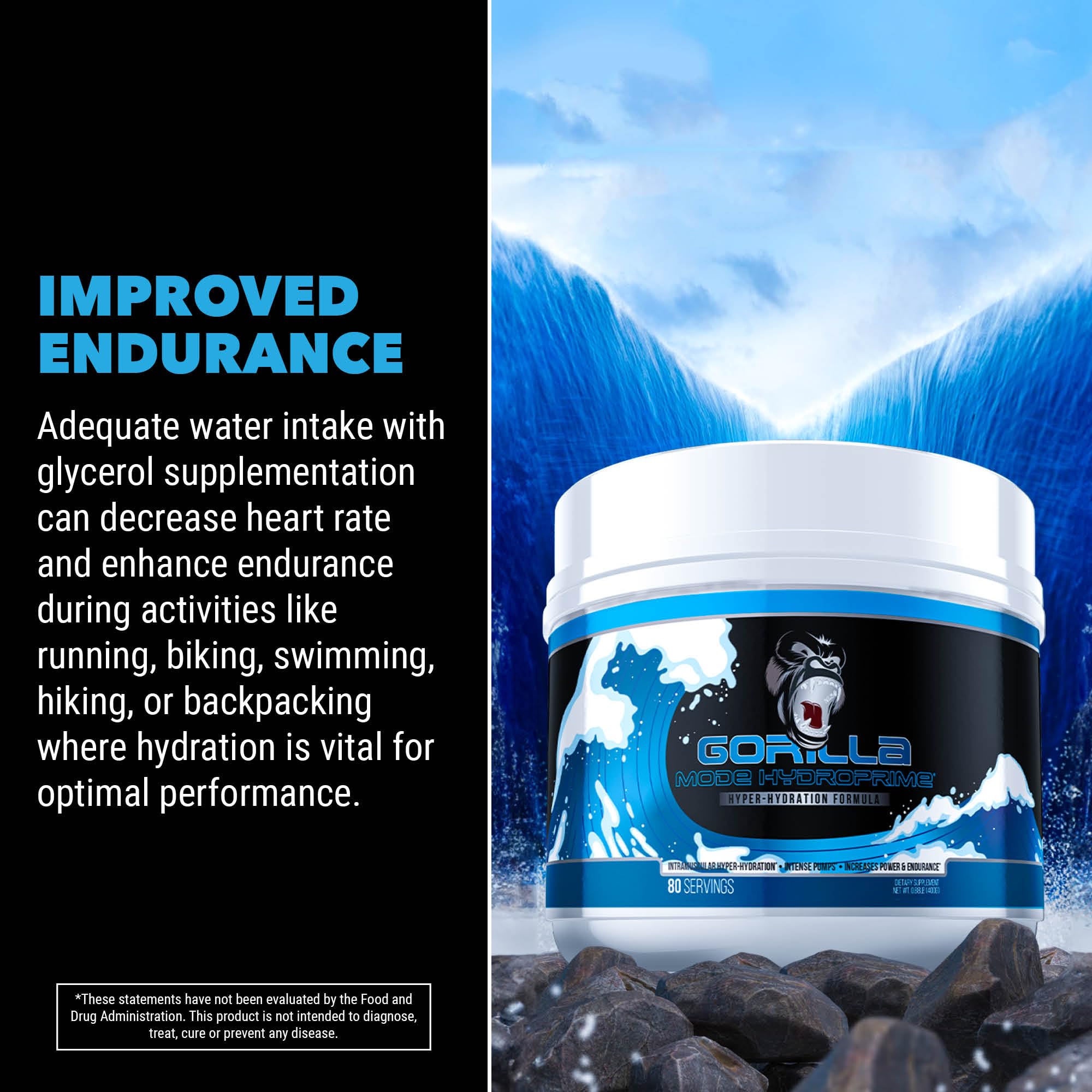 Gorilla Mind Hydroprime Glycerol Pre-Workout - Hydrating Pre-Workout Formula for Intense Gorilla MindBuy Supplements Australia