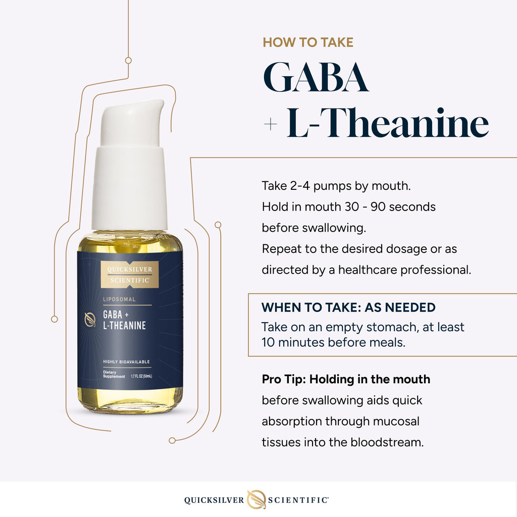 Quicksilver Scientific Liposomal GABA + L Theanine - Calm, Stress Response & Brain Support - Bioavailable GABA Supplement with L Theanine 100mg (1.7oz/50ml) Quicksilver ScientificBuy Supplements Australia