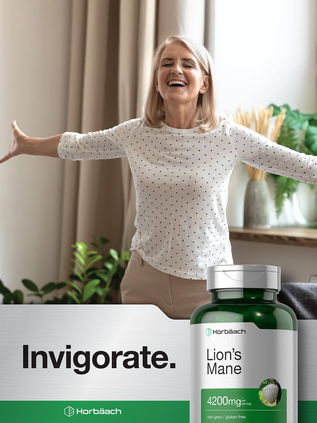 Horbäach Lions Mane Mushroom Extract | 4200mg | 120 Capsules | Vegetarian HorbäachBuy Supplements Australia