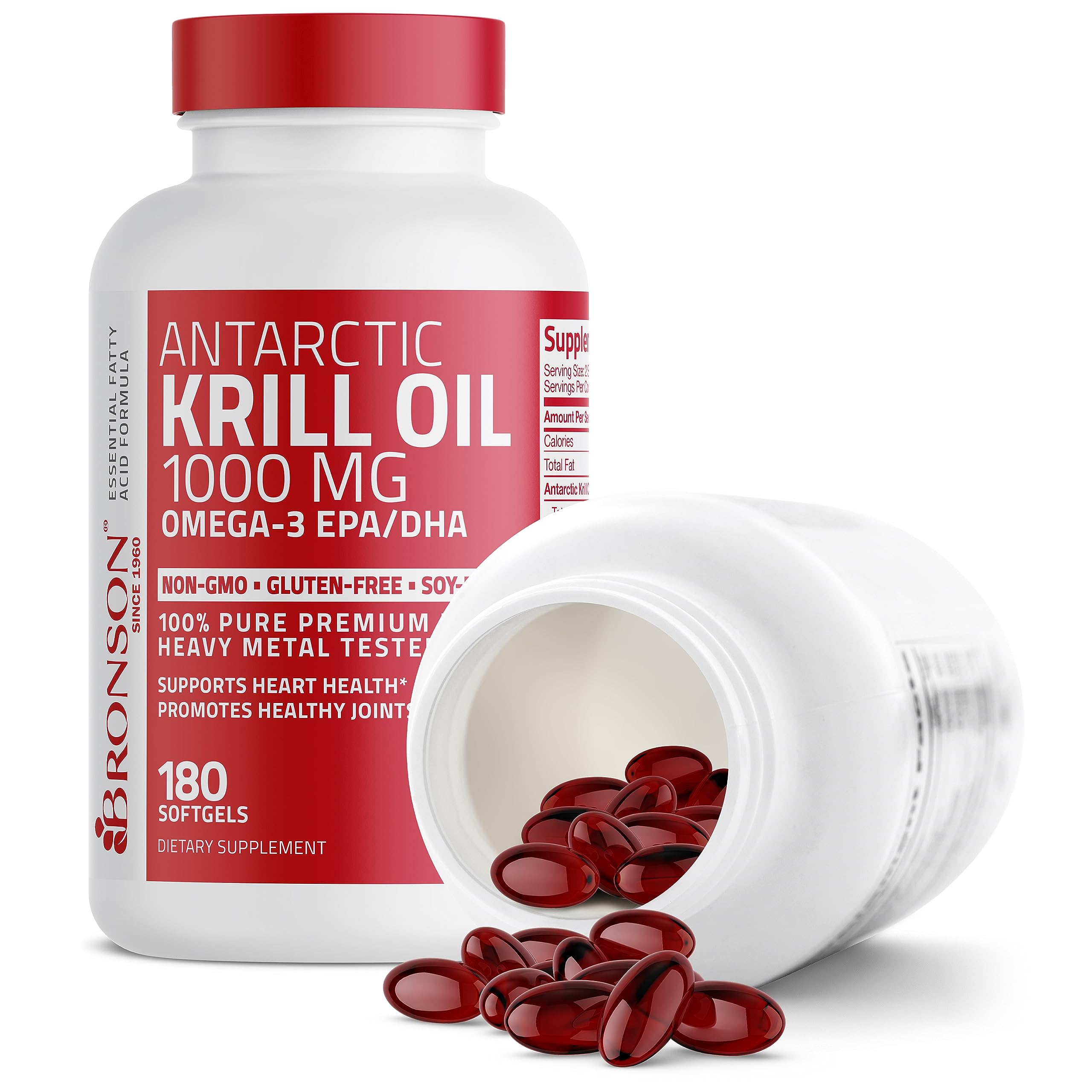 Bronson Antarctic Krill Oil 1000 mg with Omega-3s EPA, DHA, Astaxanthin and Phospholipid BronsonBuy Supplements Australia