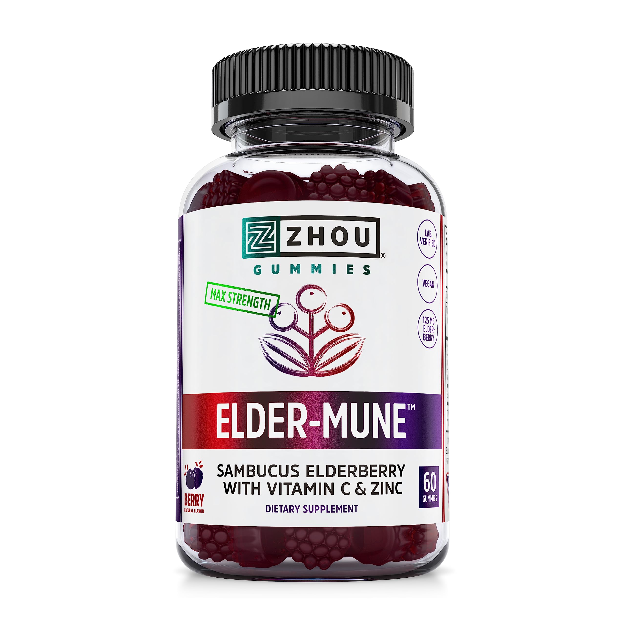 Zhou Nutrition Elder-Mune Sambucus Elderberry Gummies with Zinc and Vitamin C & vH Zhou NutritionBuy Supplements Australia