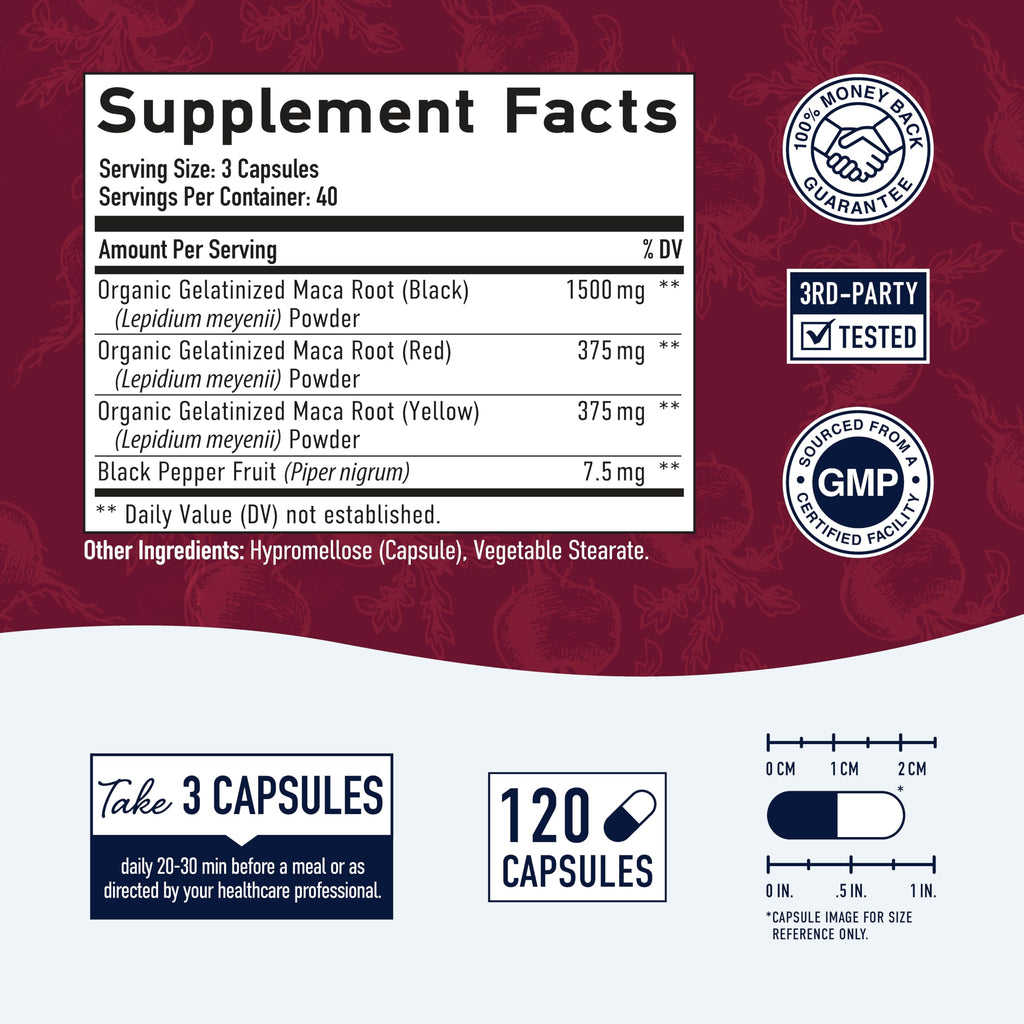 Organic Maca Root Capsules for Women | 2250MG Extra Strength | Red, Black & Yellow SMNutritionBuy Supplements Australia