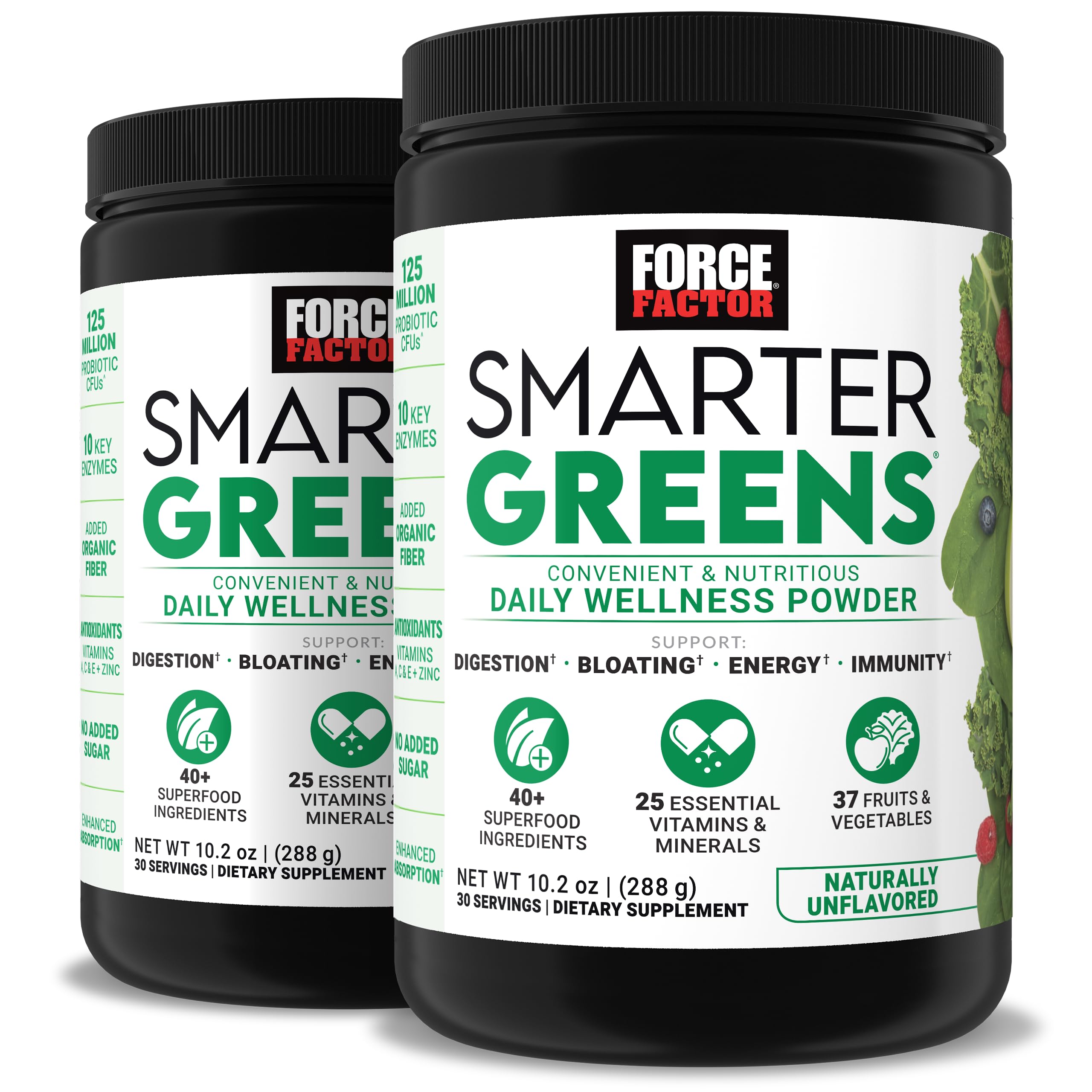 Force Factor Smarter Greens Daily Wellness Powder 2-Pack to Support Energy, Immunity & Digestion, Superfood Greens Powder with Vitamins, Minerals & Probiotics, Unflavored, 60 Servings Force FactorBuy Supplements Australia