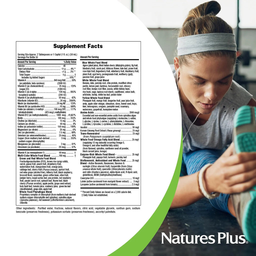 NaturesPlus Source of Life Gold Multivitamin Liquid - 30 oz - with Vitamins D3, B12 & K2 - Blood, Bone & Immune Support - Vegetarian & Gluten Free - 30 Servings NaturesPlus