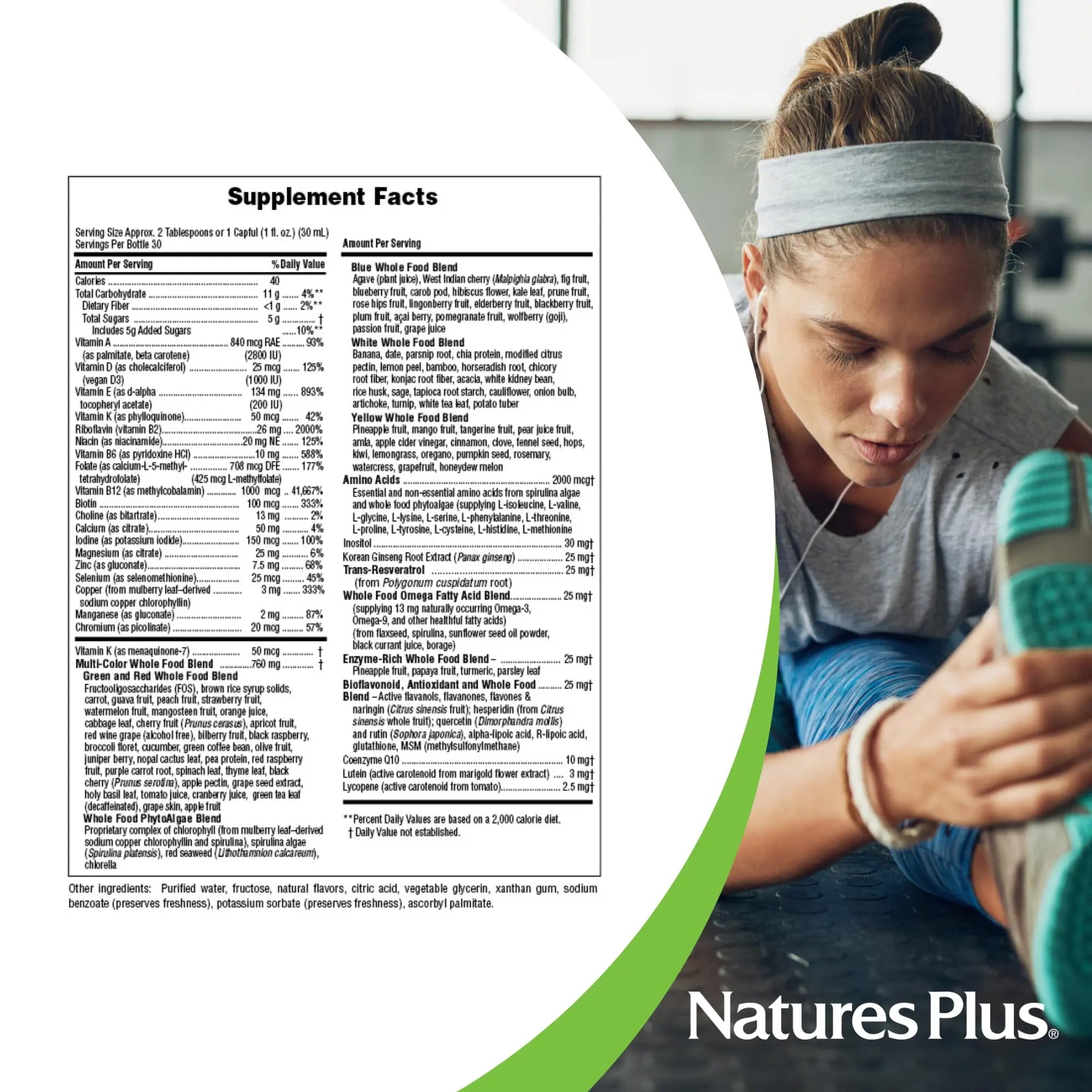 NaturesPlus Source of Life Gold Multivitamin Liquid - 30 oz - with Vitamins D3, B12 & K2 - Blood, Bone & Immune Support - Vegetarian & Gluten Free - 30 Servings NaturesPlus