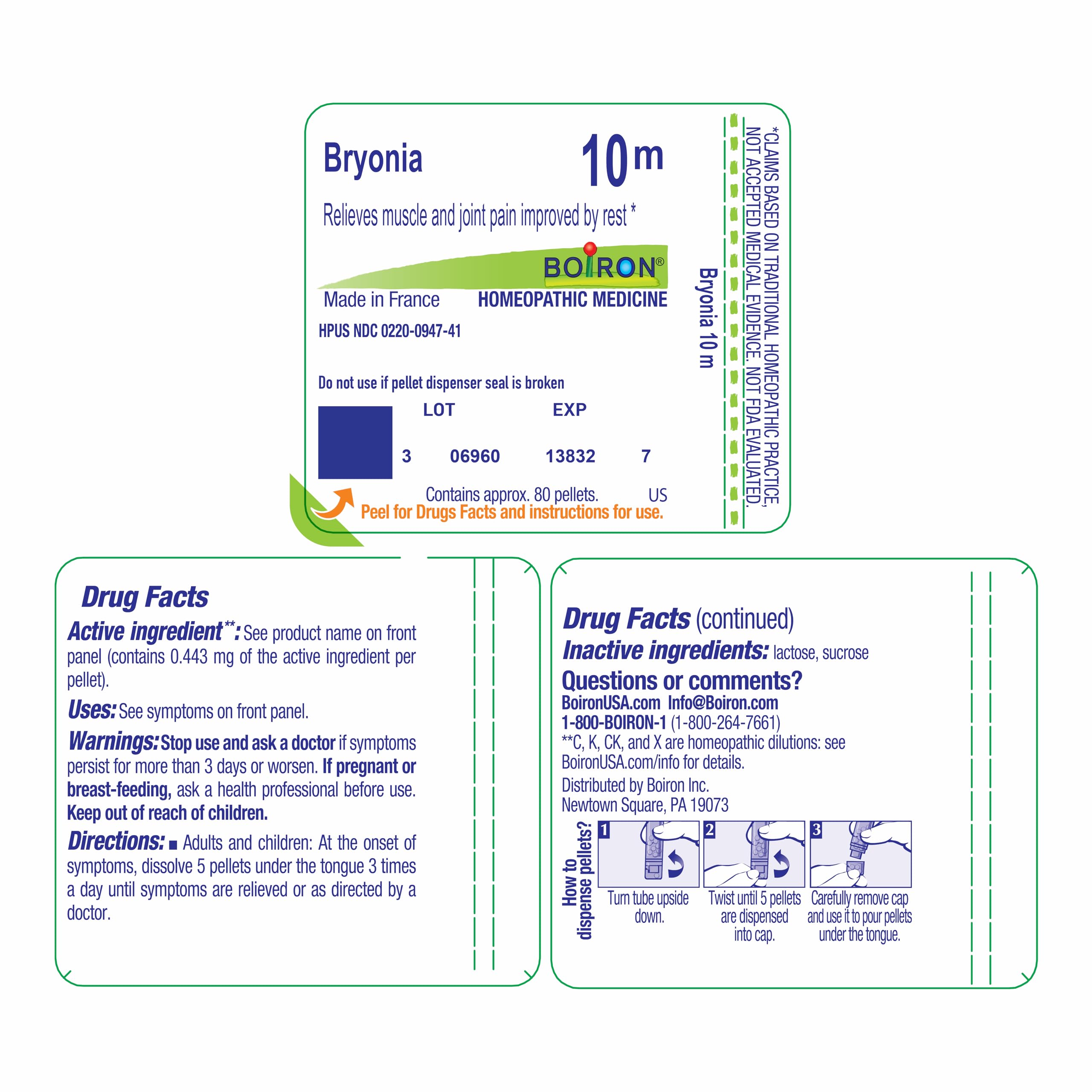 Boiron Bryonia 10M Homeopathic Medicine for Muscle & Joint Pain - 80 Pellets BoironBuy Supplements Australia