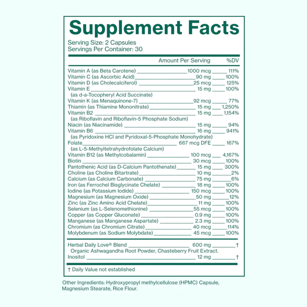 Love Wellness Daily Love Multivitamin for Women | Supports Energy, Cortisol, Immune Health, Stress Relief, & PMS | Complete with Vitamin D, C Love WellnessBuy Supplements Australia