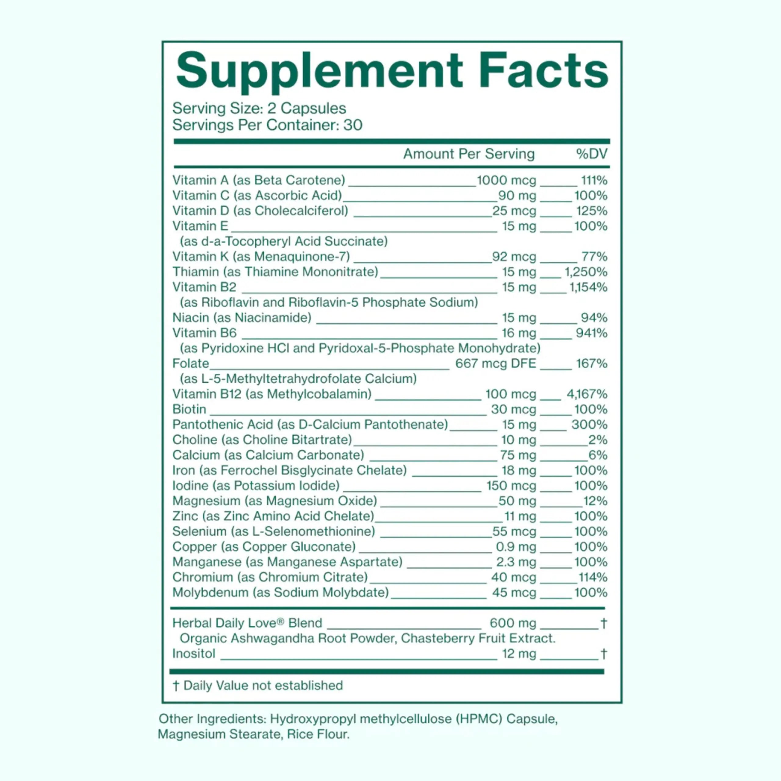 Love Wellness Daily Love Multivitamin for Women | Supports Energy, Cortisol, Immune Health, Stress Relief, & PMS | Complete with Vitamin D, C Love WellnessBuy Supplements Australia