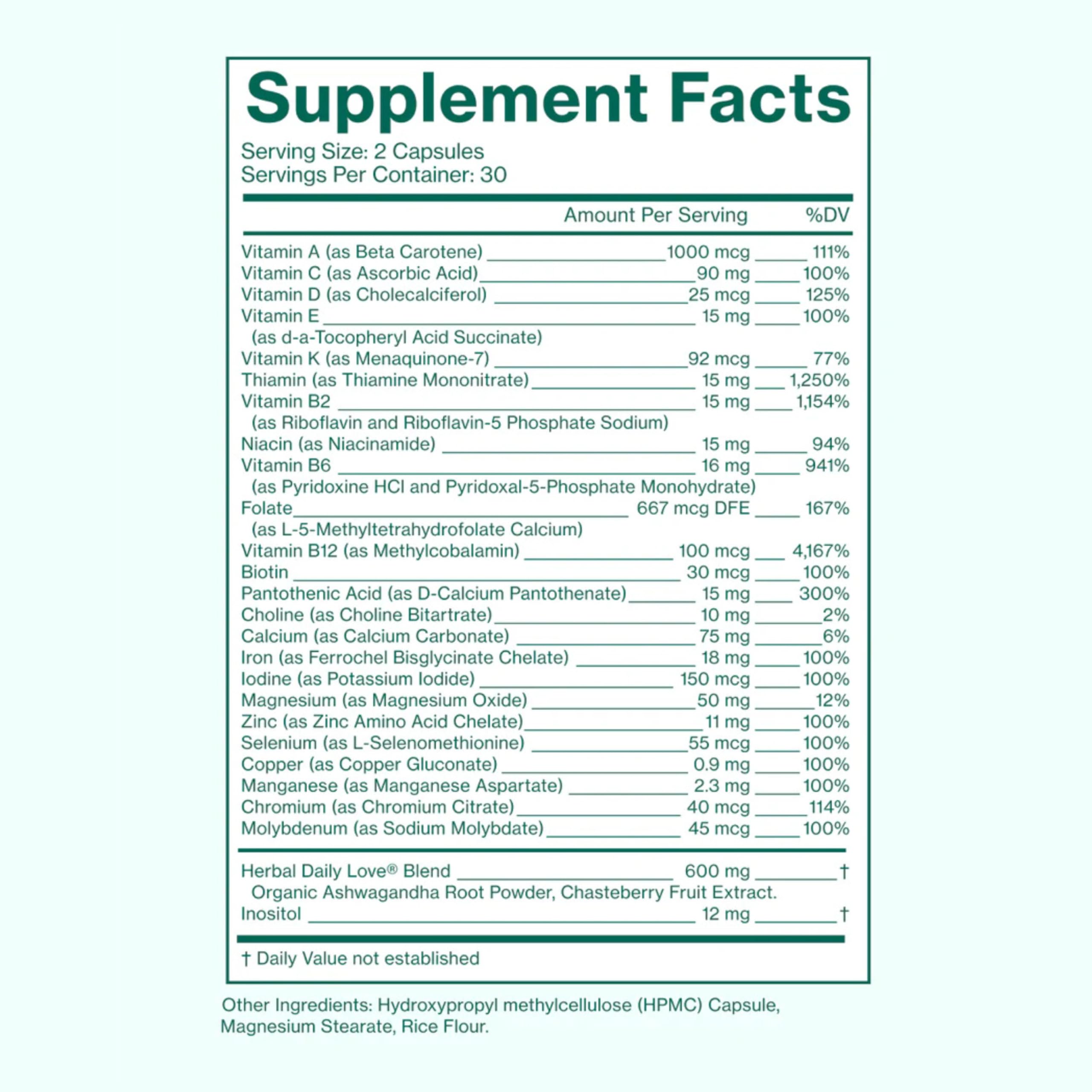 Love Wellness Daily Love Multivitamin for Women | Supports Energy, Cortisol, Immune Health, Stress Relief, & PMS | Complete with Vitamin D, C, Iron, Calcium, Zinc, & Biotin, Magnesium | 60 Count Love WellnessBuy Supplements Australia
