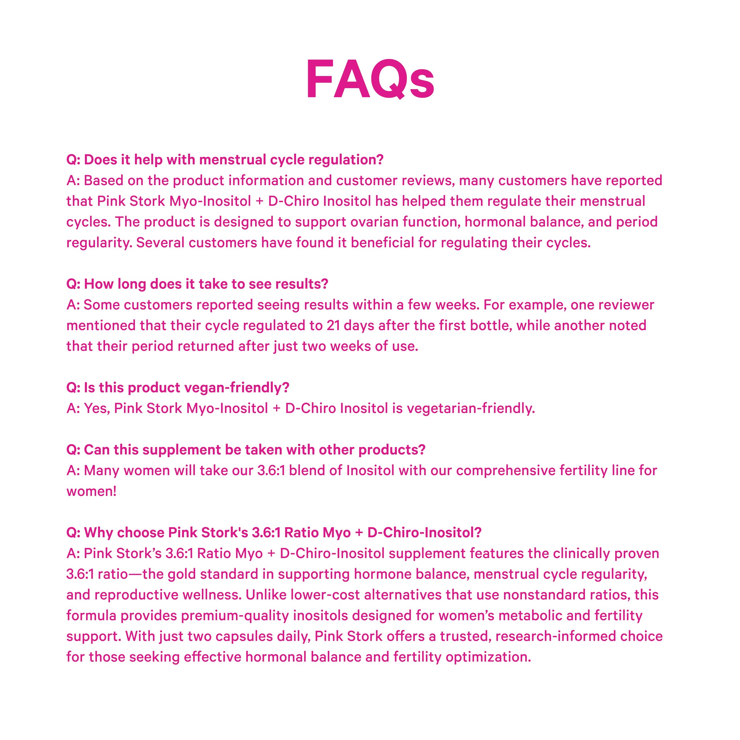 Pink Stork Myo-Inositol & D-Chiro Inositol: 3.6:1 Blend to Support Fertility, Hormone Balance for Women - Ovarian Function, Ovulation, Conception, and Period Support Supplement - 60 Capsules Pink StorkBuy Supplements Australia