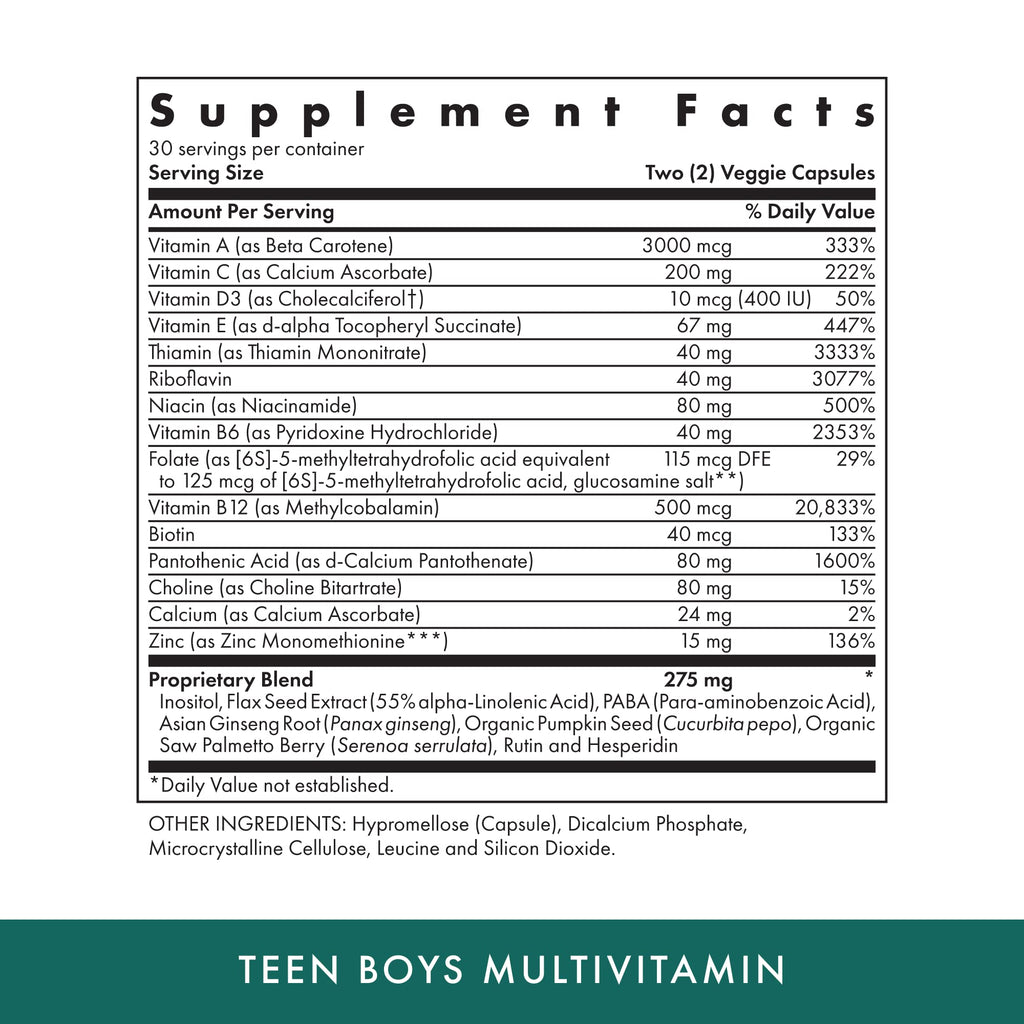 Michael's Health Naturopathic Programs Teen Boys - 60 Vegetarian Capsules - Daily Multivitamin Supplement - Kosher - 30 Servings MICHAEL'SBuy Supplements Australia