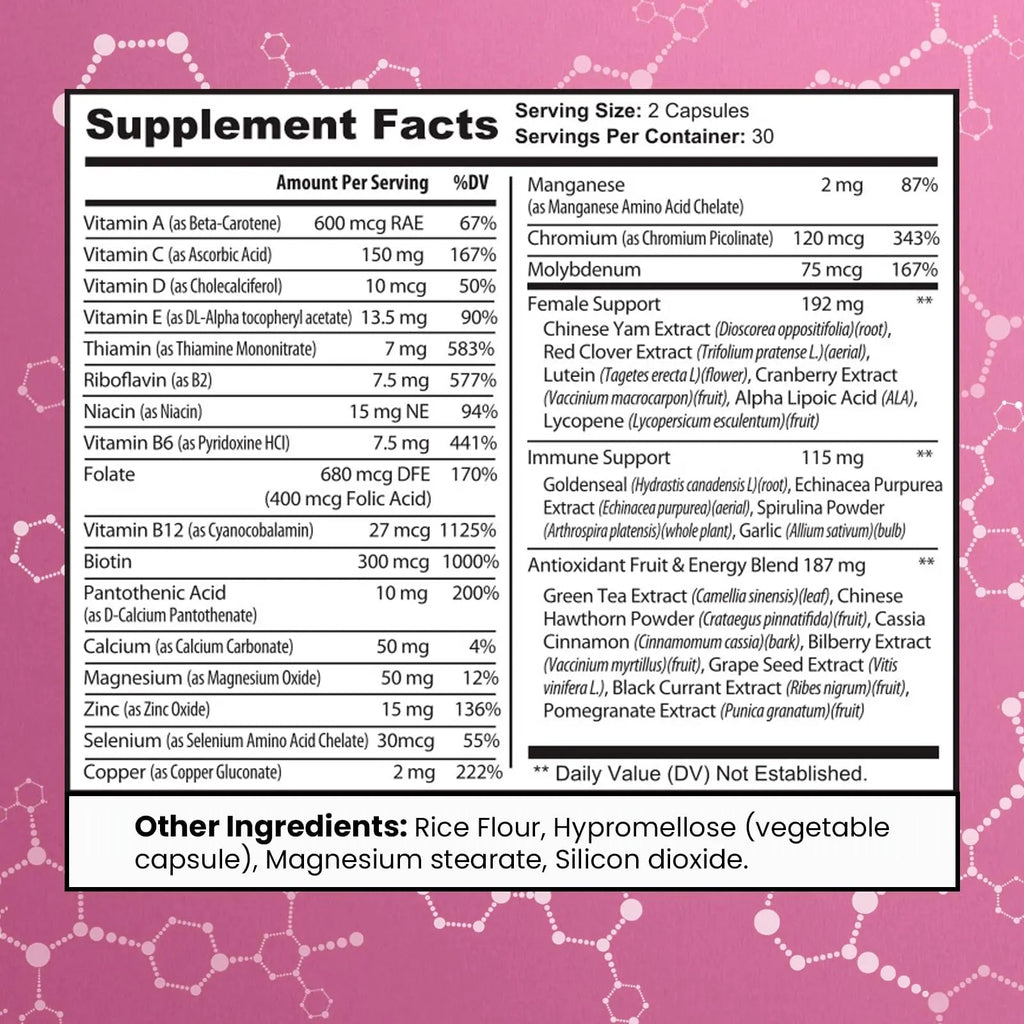 Women's Multivitamin – Complete Multivitamin for Women 50+ with Essential Vitamins A, B, C, D, E, Calcium & Iron – Supports Energy MAX FIT