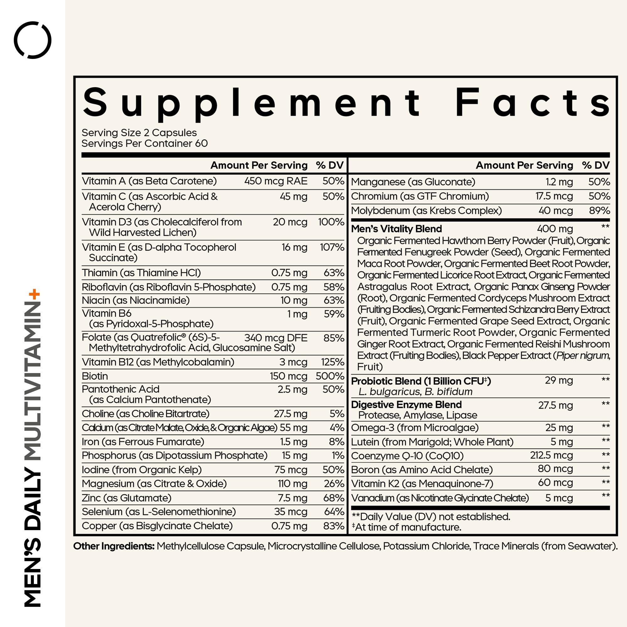 Codeage Men’s Daily Multivitamin – 25+ Essential Vitamins & Minerals, Organic Whole Foods, Probiotics, Omega-3, Zinc, Vitamins A, B, C, D, E & K – 120 Capsules CodeageBuy Supplements Australia